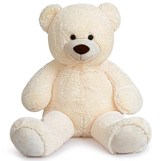 SNOWOLF Riesen XXL Teddybär Plüsch Kuschelbär Plüschbär mit Knopfaugen 110cm, Groß Weiches Teddy Bear Stofftier Geschenk ​am Geburtstag, Valentinstag oder Weihnachten（1.1m, Creme）