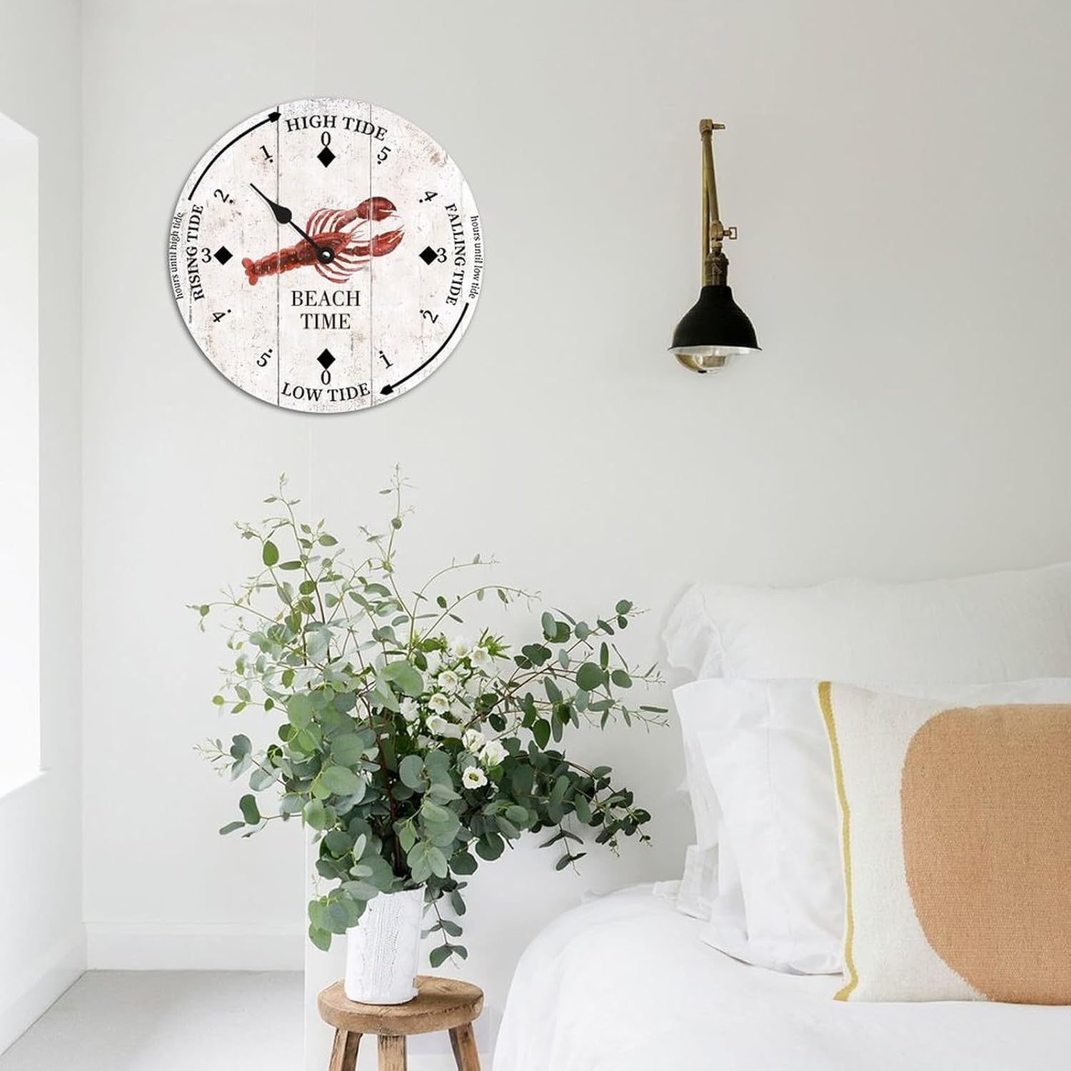 Unisex 15 Inch Rustic Wooden Nautical Tide Clock, Analog Display Quartz Movement, Accurate Seconds, Easy to Hang, Battery Operated, Perfect for Decor