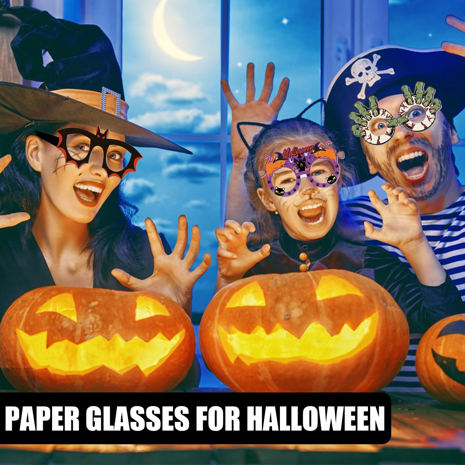 DPKOW 30pcs Papier Halloween Fête Lunettes Pour Enfants Adulte, Drôle