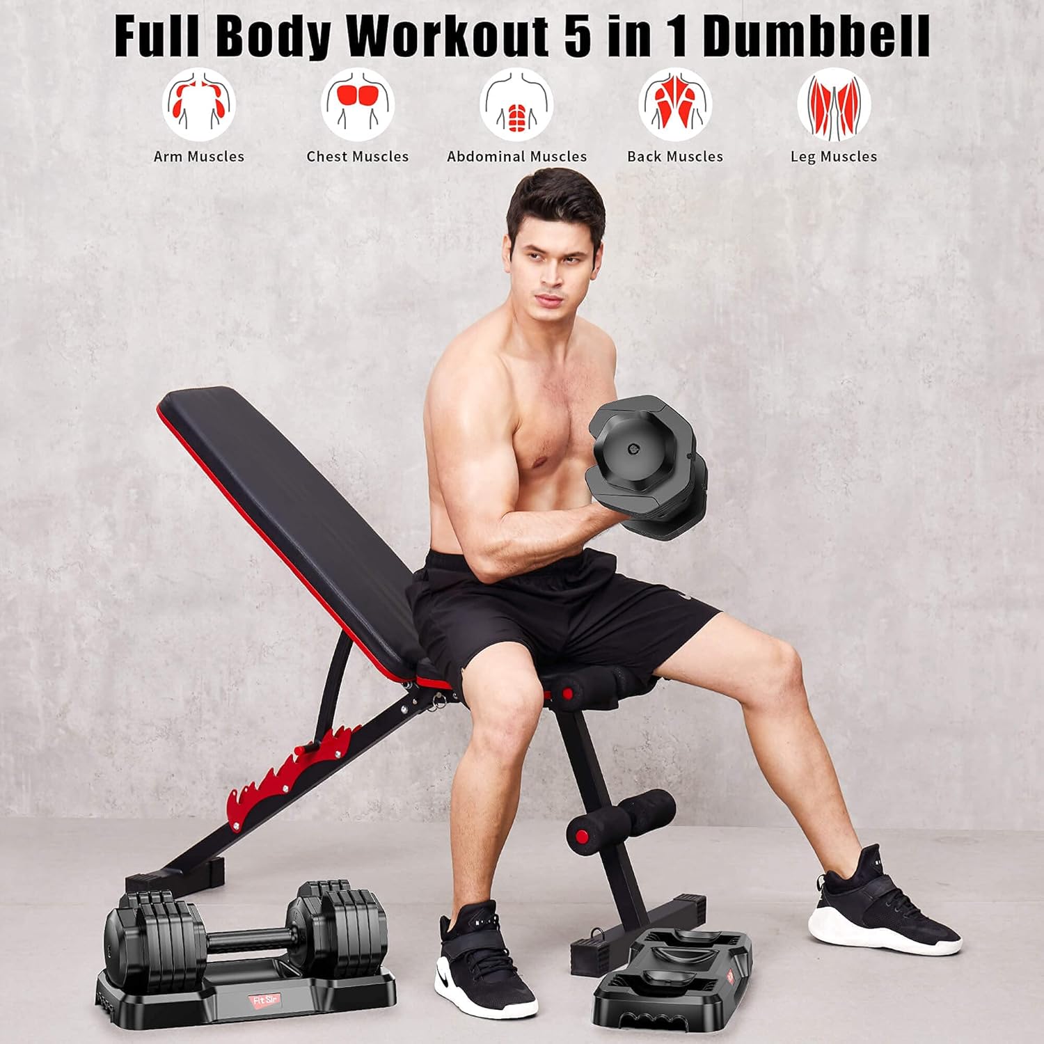 Adjustable Dumbbell 55 lb Dumbbell: 15~55 lb Dumbbell Adjustable Weight Set Adjustable Dumbbell Exercise & Fitness Dumbbell for Man Women Workout Dumbbell (Single) : Everything Else