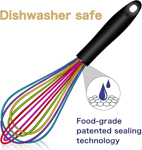 Miniatura 19 de Batidor de silicona morado apto para lavavajillas, diseño sellado impermeable, juego de 3, batidores de cocina profesionales para cocinar Premium