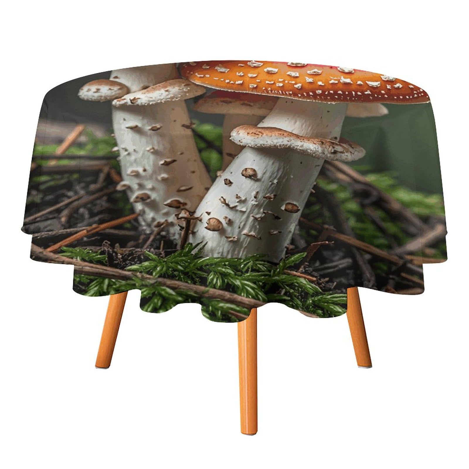 Nappe ronde champignons pour protéger votre table et décorer votre patio