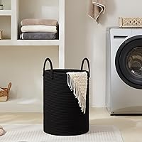 Vista 5 de Cesta de Cuerda de Algodón para Ropa Sucia de YOUDENOVA, 58L - Cesta de Lavandería Tejida Plegable - Cesta de Almacenamiento de Ropa para Mantas