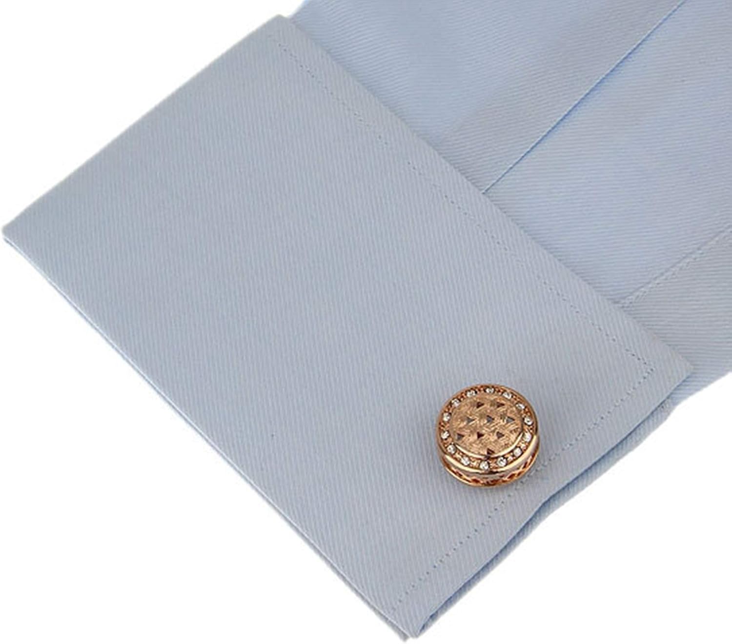 Daesar Cuff Links for Boys Men's Cuff Links Sets Round Cubic Zirconia Cufflinks Rose Gold