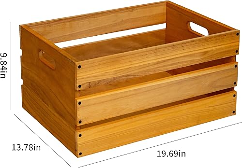 Miniatura 2 de Cajas de madera de gran tamaño de 20 pulgadas de largo para almacenamiento, cajas de leche de madera ligeramente amarillas, cajas de almacenamiento