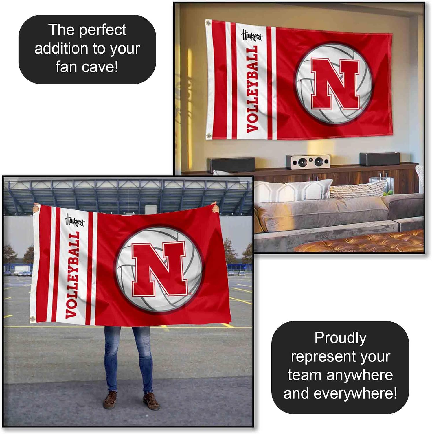 College Flags & Banners Co. Nebraska Cornhuskers Volleyball 3x5 Grommet Flag
