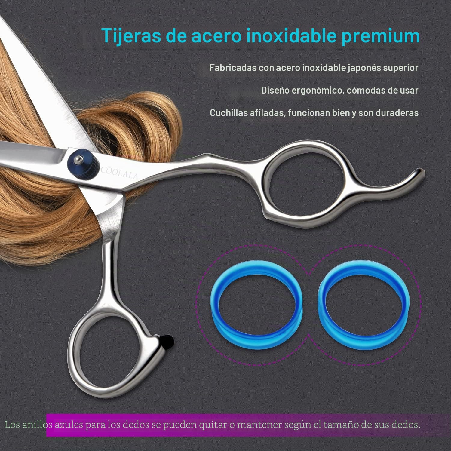 COOLALA Tijeras de corte de pelo de acero inoxidable de 6.5 pulgadas, tijeras de afeitar de peluquería profesionales, tijeras de corte de pelo, un peine incluido, uso doméstico para hombres, mujeres,