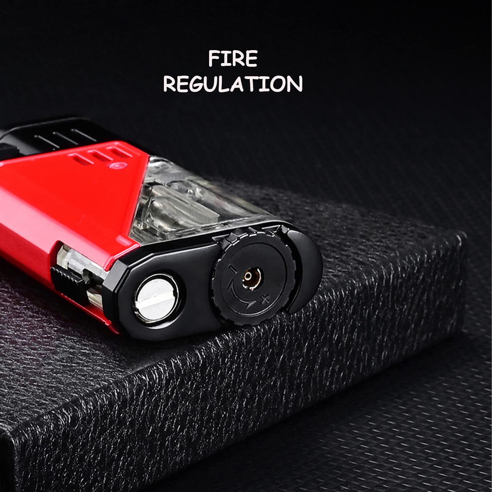 Encendedores de Antorcha, Encendedor de Llama Azul Azabache Doble, Encendedor Ajustable Recargable con Tanque de Gas Visible, Accesorios para Fumar, Aparatos para Hombres,Black