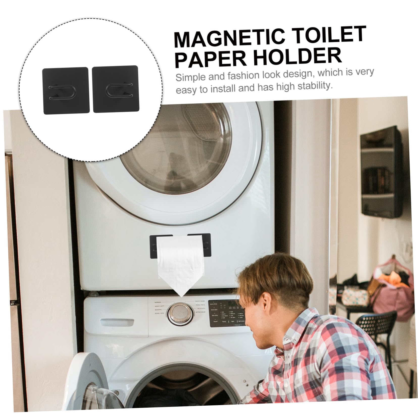 DOITOOL Magnetischer Edelstahl Rollenhalter ohne Bohren mit Haken Multifunktionaler Wc papierhalter und Ablage Praktische Wandhalterung für Bad und Küche Einfache Installation Langlebig