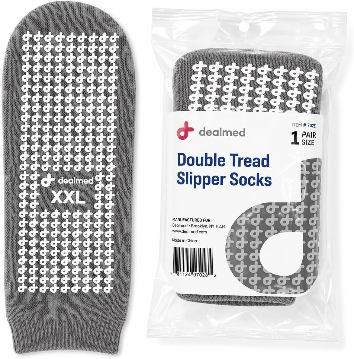 Dealmed Slipper Socks with Elastic Cuff, Grippy Traction with Safety Tread
