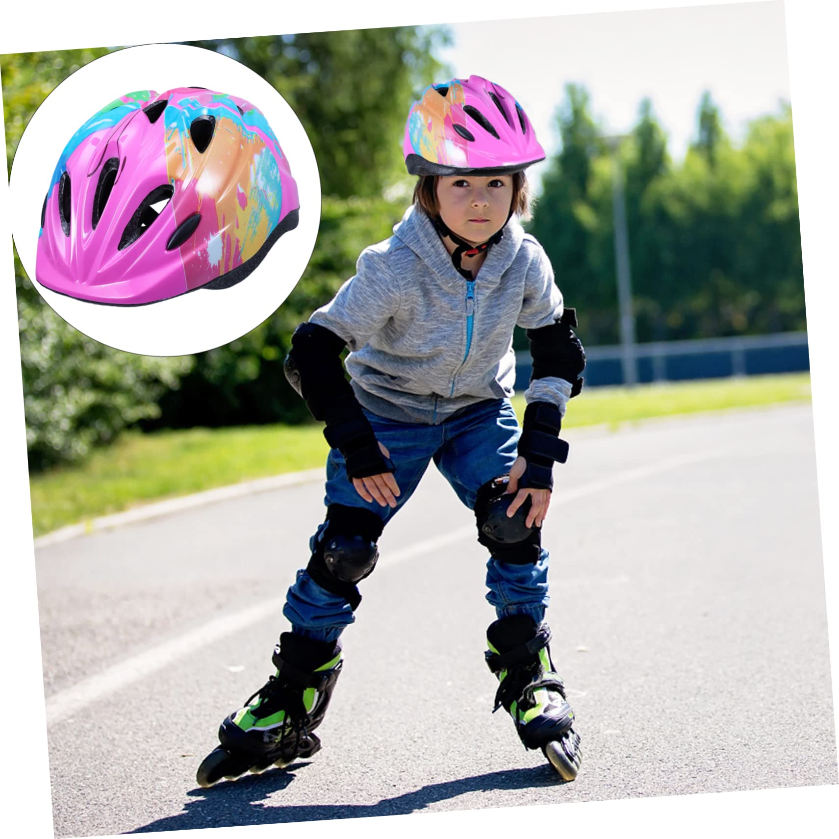 BESPORTBLE 2pièces Casque De Vélo pour Garçon Fille Casque De Protection Ajustable Et pour Activités De Plein Air Motif Floral