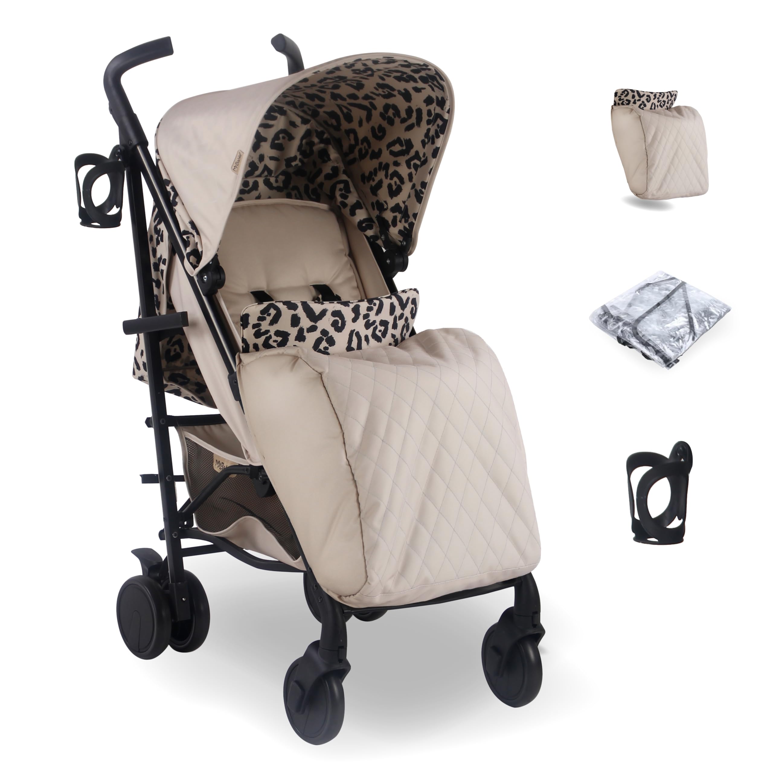 – My Babiie MB51 Dani Dyer Leopard Lightweight Stroller, Sturdy & Protective, Lightweight Frame, Comfort, Manoeuvrability, Suitable from Birth to Maximum 22kg, with Cup Holder, Rain Cover and Footmuff