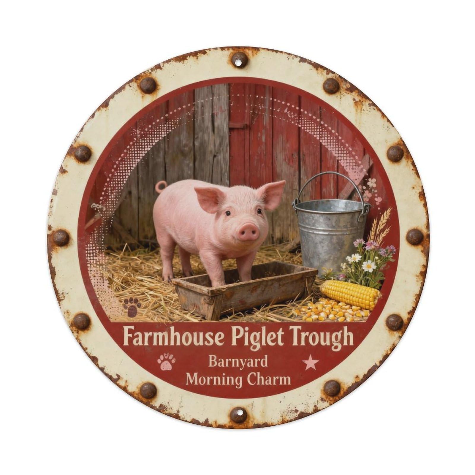 Farmhouse Piglet Trough Metal Tin Sign Plaque