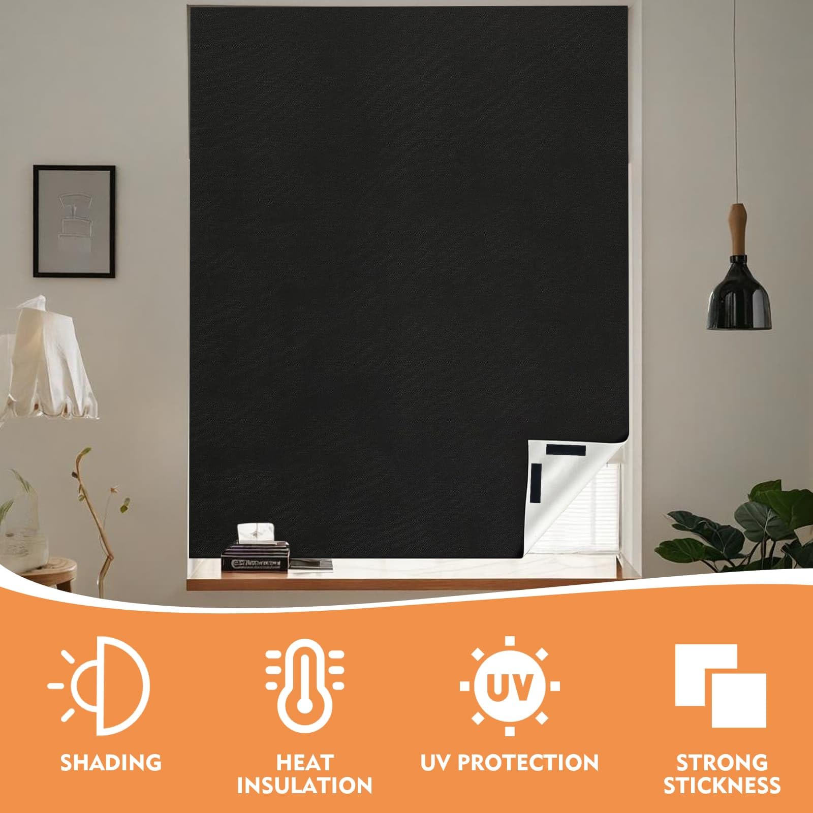 Blackout Blinds 145 x 200cm, 100% Blackout Blinds Stick on - Image 3