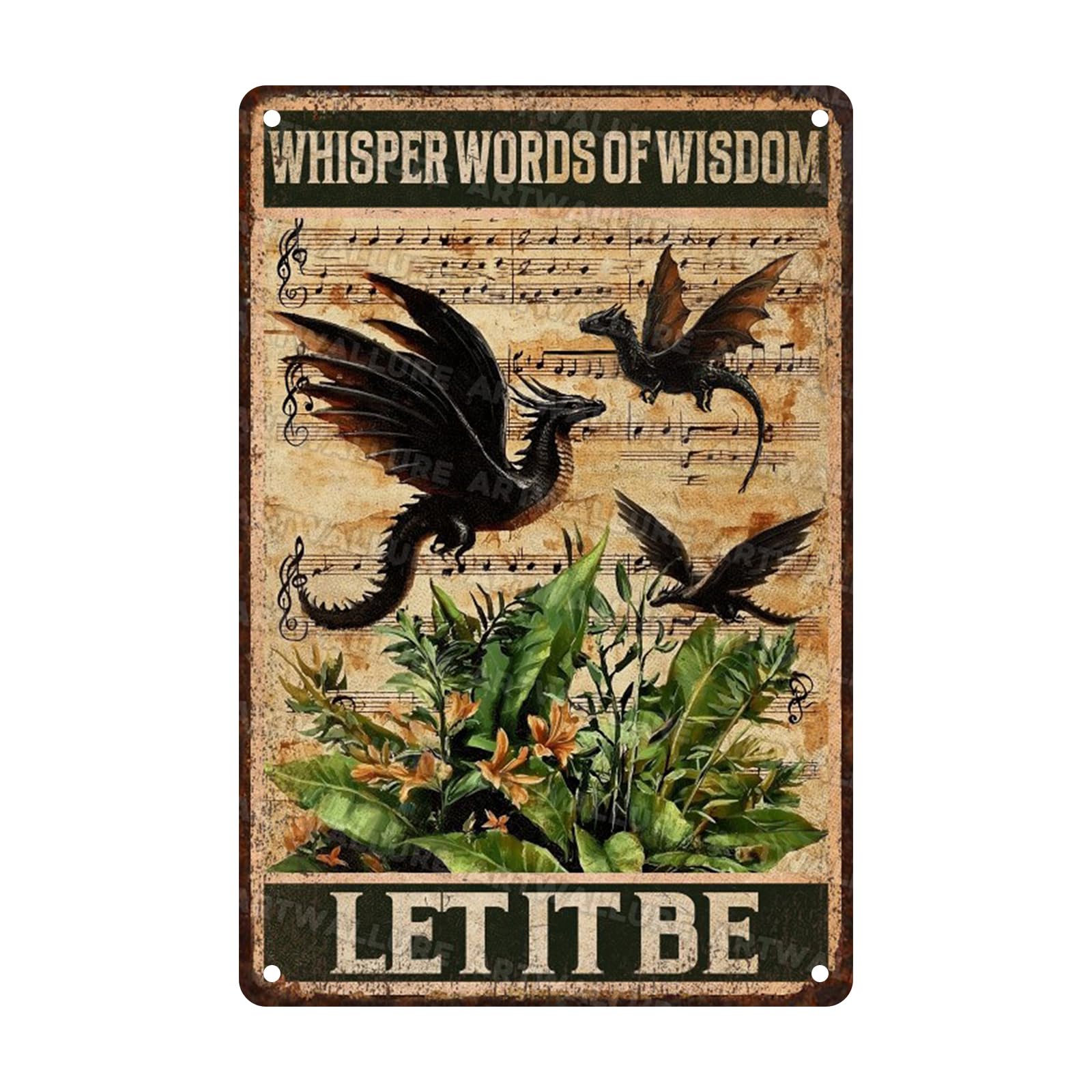 Anceky Tin Sign Retro Whisper Words Of Wisdom Let It Be Vintage Metal Sign Wall Decor for Home Yard Garage Farmhouse Bar Kitchen 12×16 Inch