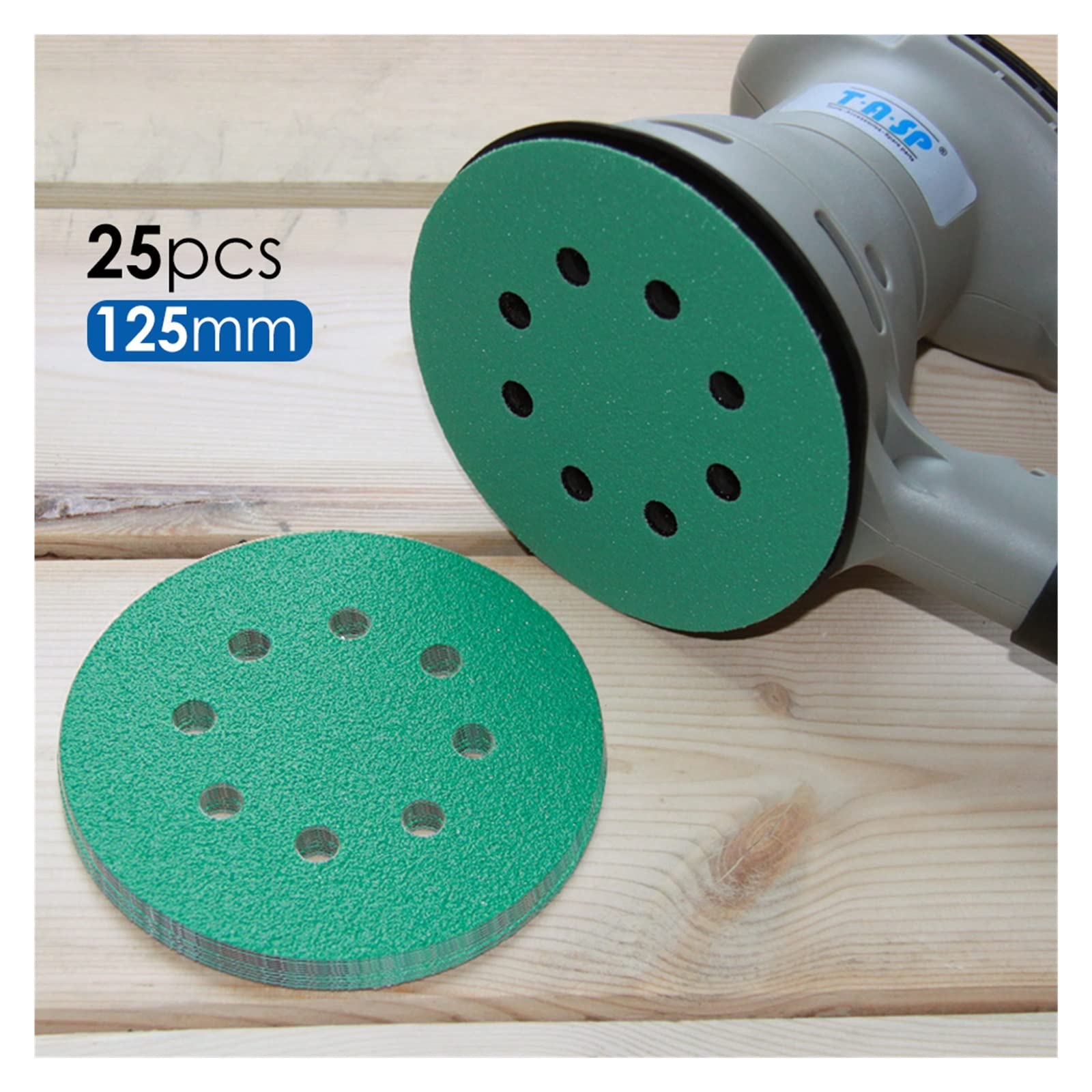 Disco abrasivo, foglio di carta vetrata, tampone abrasivo, 25 pezzi di carta vetrata da 125 mm, utensili abrasivi con gancio e anello, disco abrasivo professionale da 5 pollici, anti-intasamento e sup