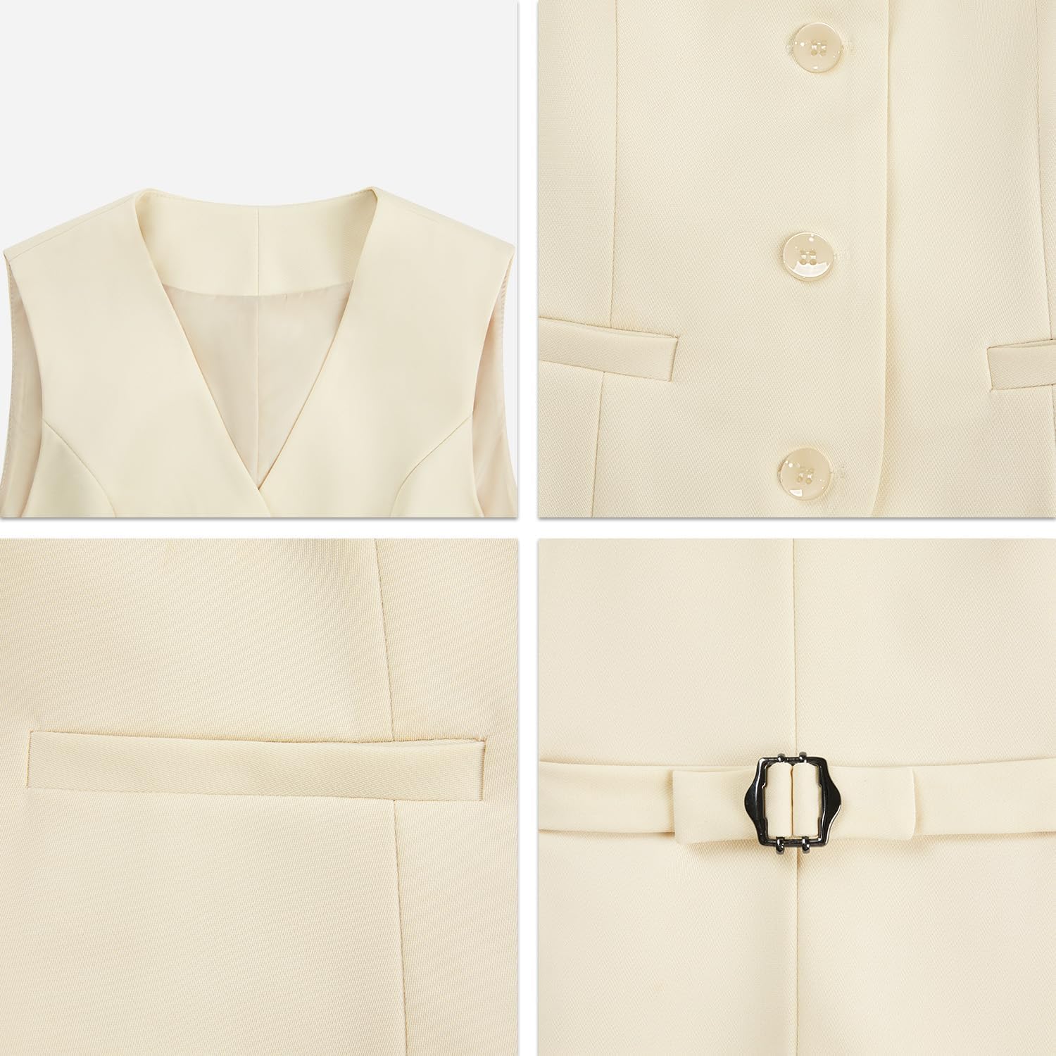 V VOCNI Women's Fully Lined 4 Button V-Neck Economy Dressy Suit Vest Waistcoat - Image 10