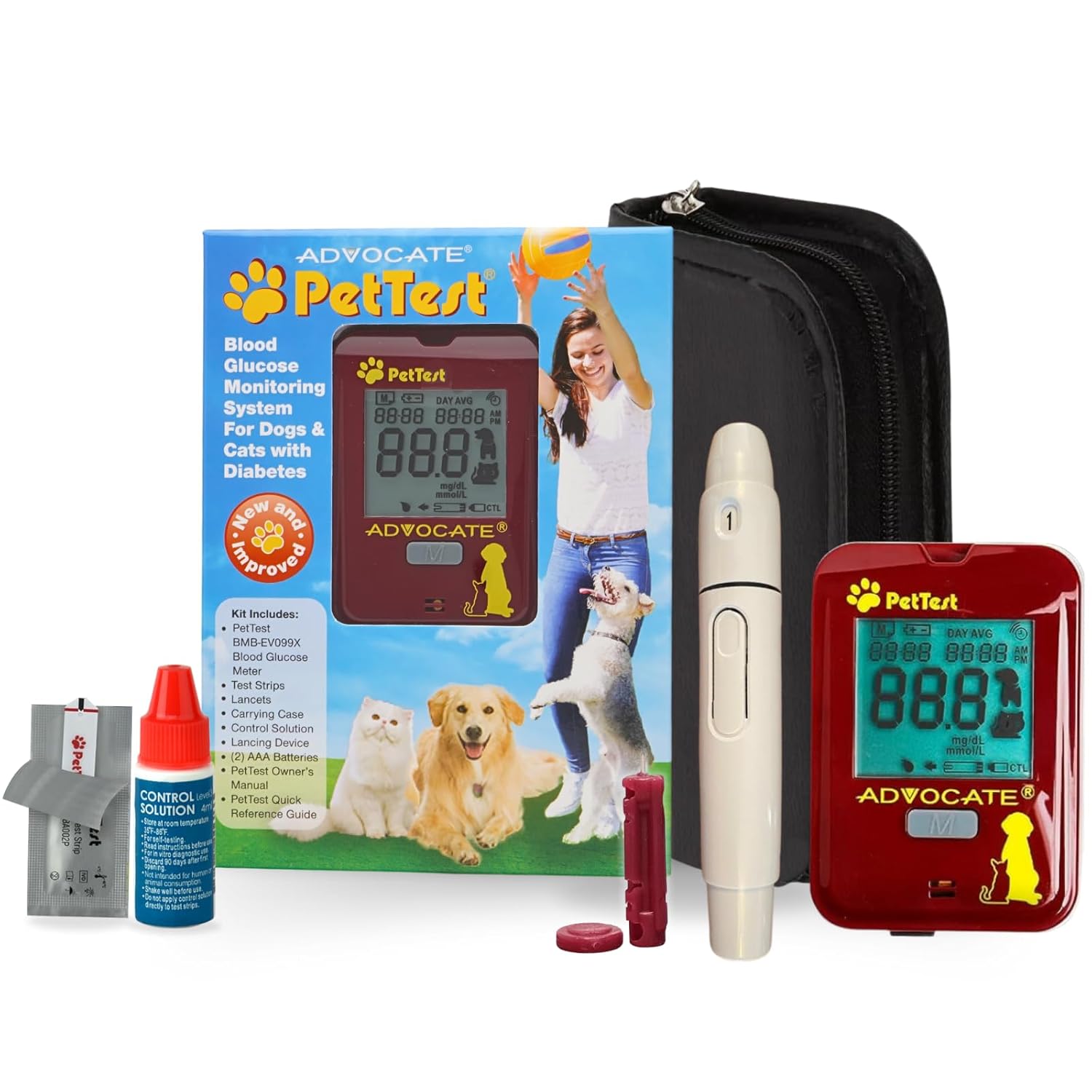 PetTest Expert Glucose Monitoring Kit for Dogs & Cats, Diabetic Pet Blood Sugar Check Gear, Includes Classic Meter, 25 Test Strips, Lancing Device, 25 Lancets, Soft Carrying Case, and More PetTest Expert Glucose Monitoring Kit for Dogs & Cats, Diabetic Pet Blood Sugar Check Gear, Includes Classic Meter, 25 Test Strips, Lancing Device, 25 Lancets, Soft Carrying Case, and More
