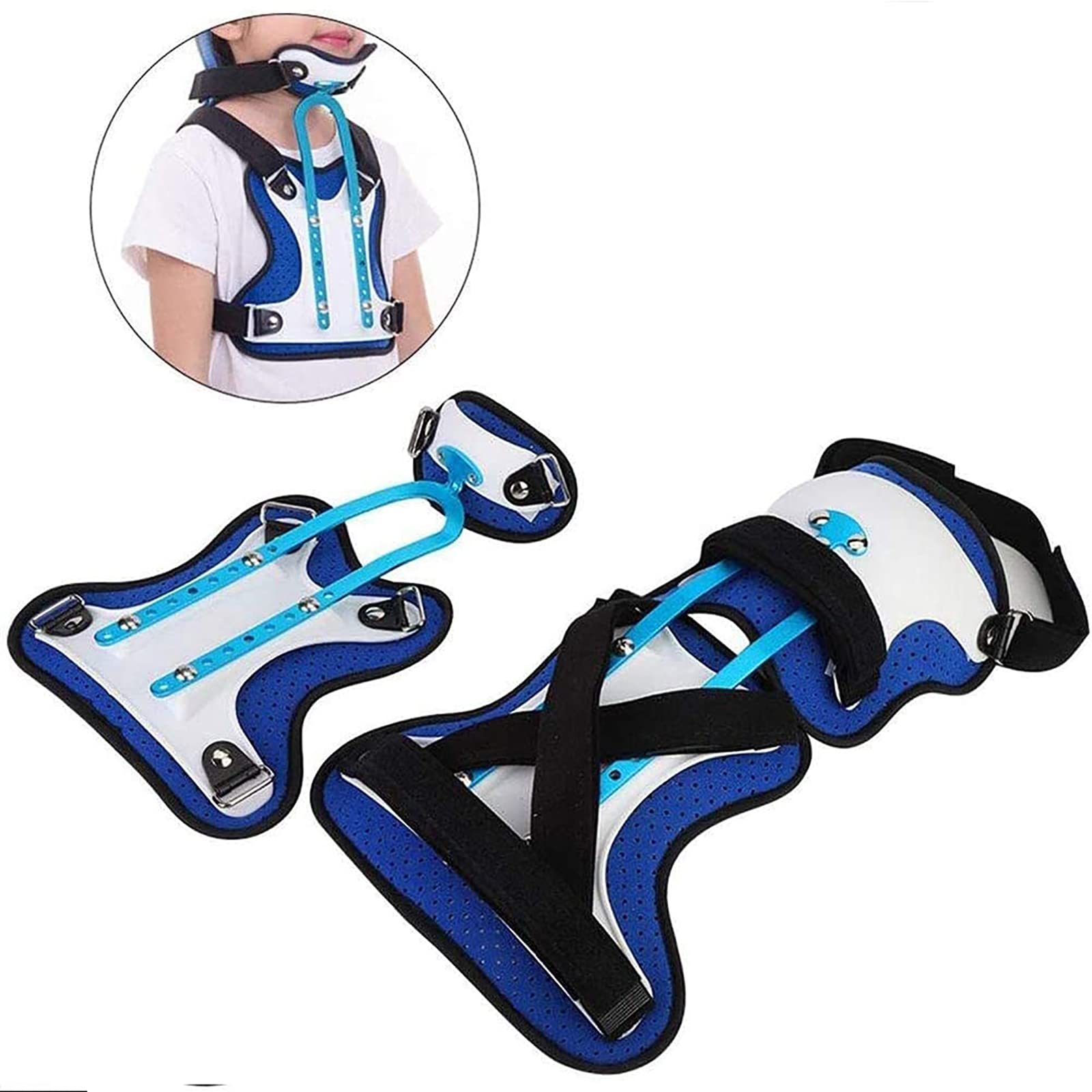 Orthèse Thoracique De La Tête Et du Cou pour Enfants Collier Cervical Appareil De Rééducation pour Chirurgie Cervicale, Appareil De Rééducation pour Le Cou À Traction en U Réglable