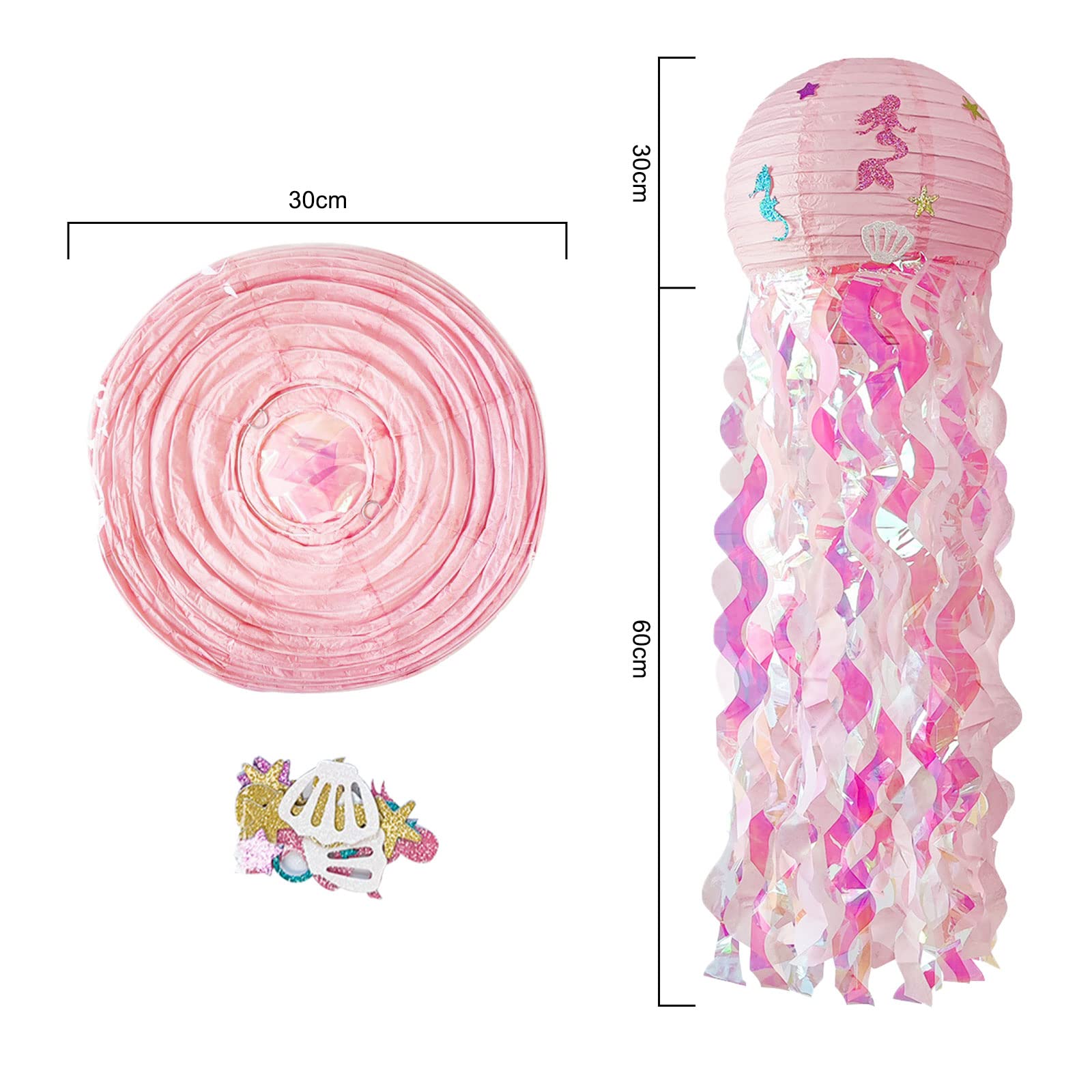 9 Lanternes Méduses En Papier Coloré - Décoration Thème Océan Pour Mariage, Anniversaire, Fête Enfant