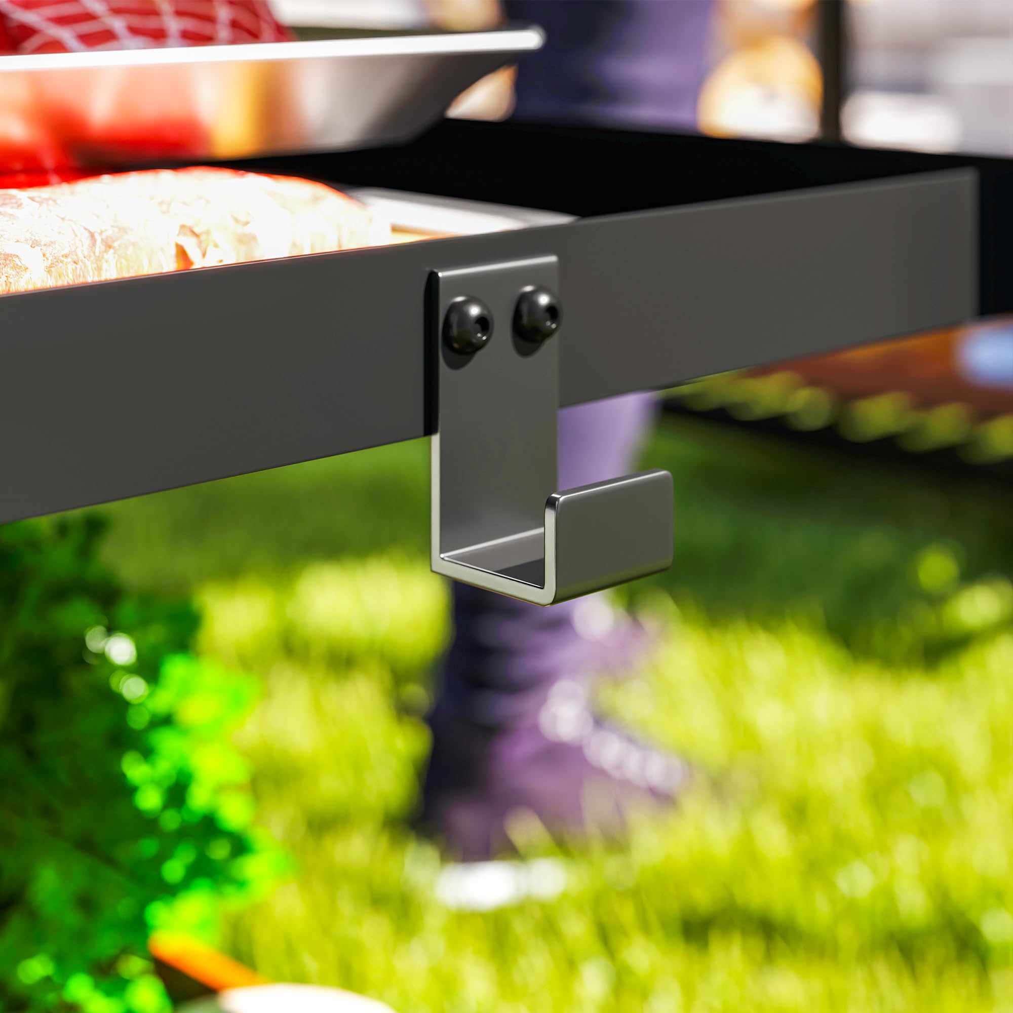 Outsunny Carrito de Parrilla de 3 Niveles Carrito de Barbacoa Carro de Servicio con 2 Ruedas Estantes Encimera de Acero Inoxidable y Asa Mesa de Horno de Pizza para Jardín Patio Gris Carbón