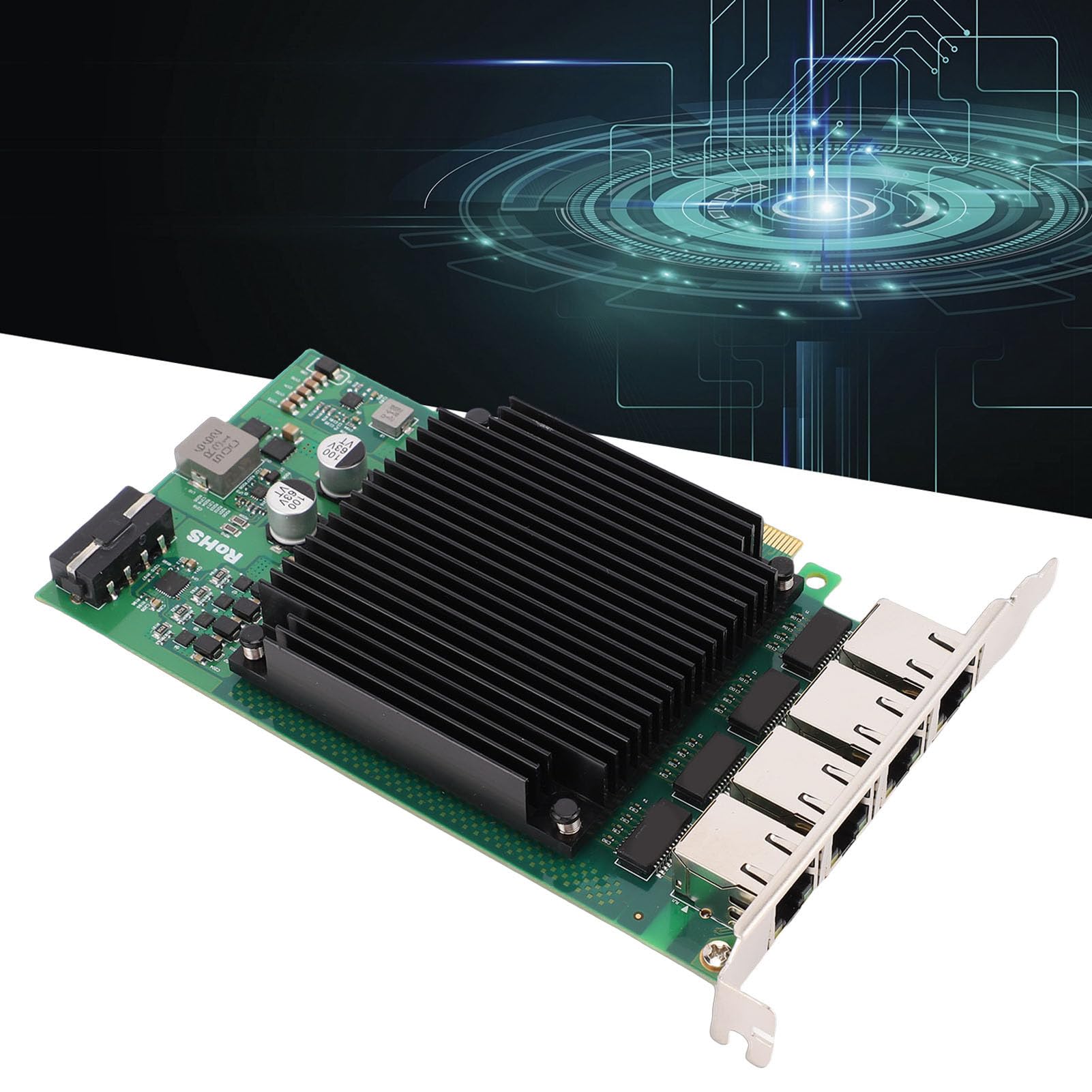 Scheda di Rete PCIe PoE a 4 Porte Scheda Gigabit Ethernet da 2,5 G, di Rete di Dissipazione del Calore a Bassa Latenza con Chip I226, Adattatore Ethernet PCIe, Ideale per Server, Giochi e