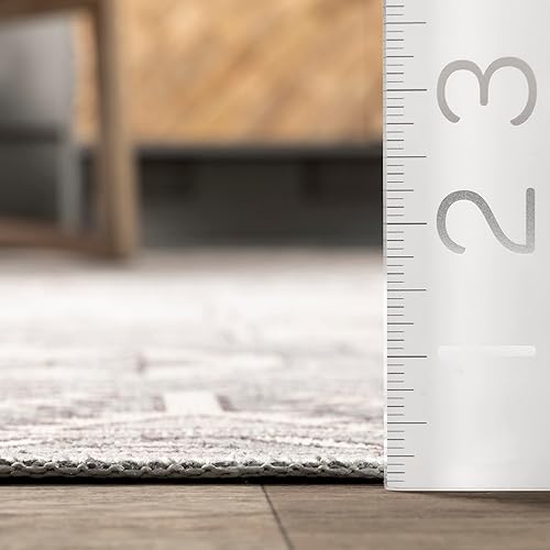 Miniatura 7 de nuLOOM Rain Haven - Alfombra vintage lavable a máquina, 5 x 8 pulgadas, lavable a máquina, tradicional grismarfil, para sala de estar, dormitorio,