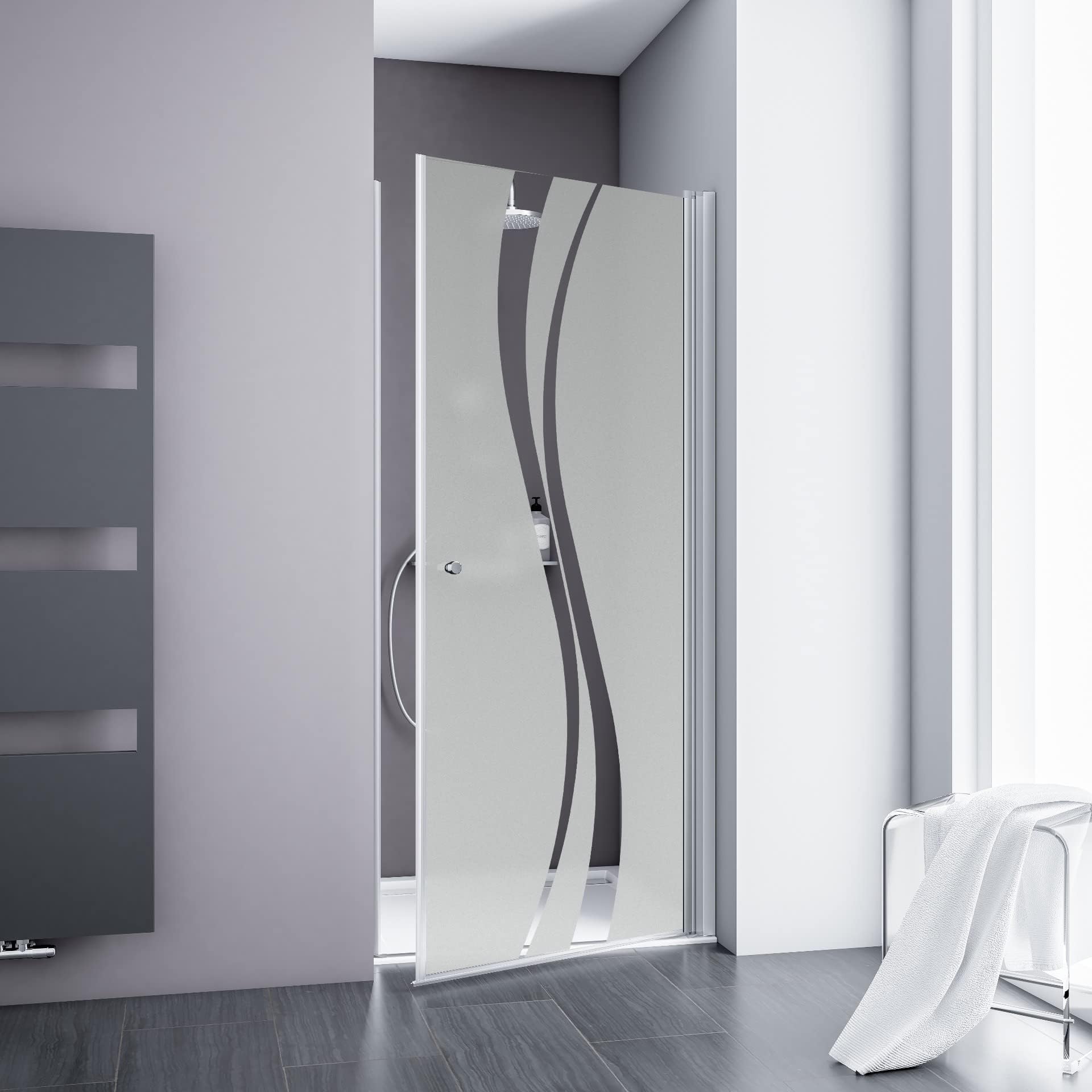 Schulte porte douche pivotante niche 90x192 argenté autolevant réversible | verre trempé anti-calcaire réglage 87.8-90.4 largeur d'accès 79.5 cm