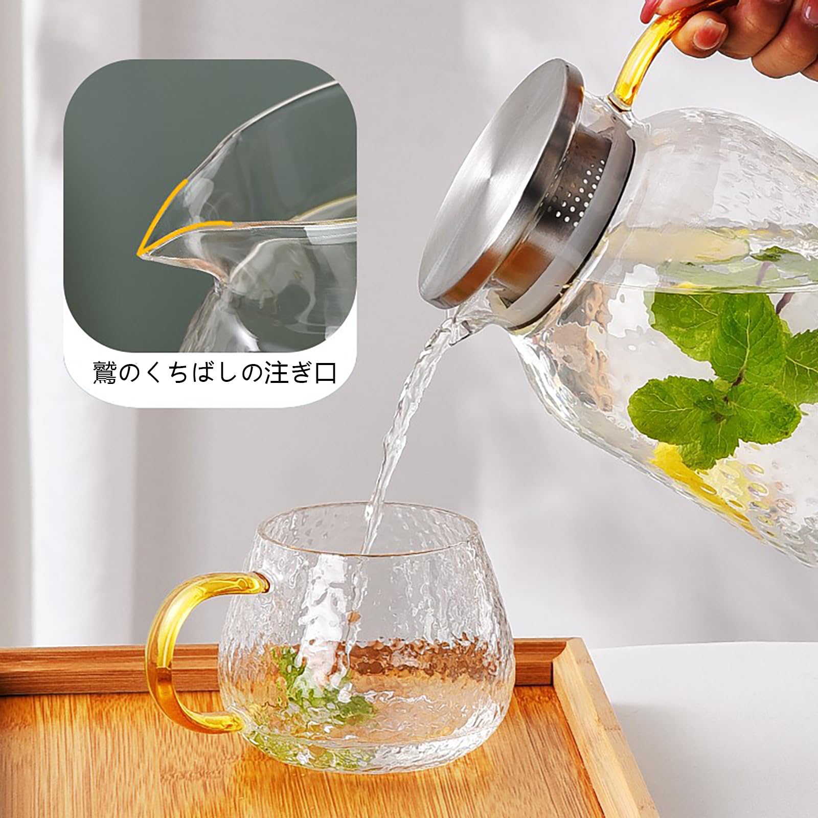 Amazon.co.jp: lzysmxw ガラスポット ガラスピッチャー 冷水筒 お茶