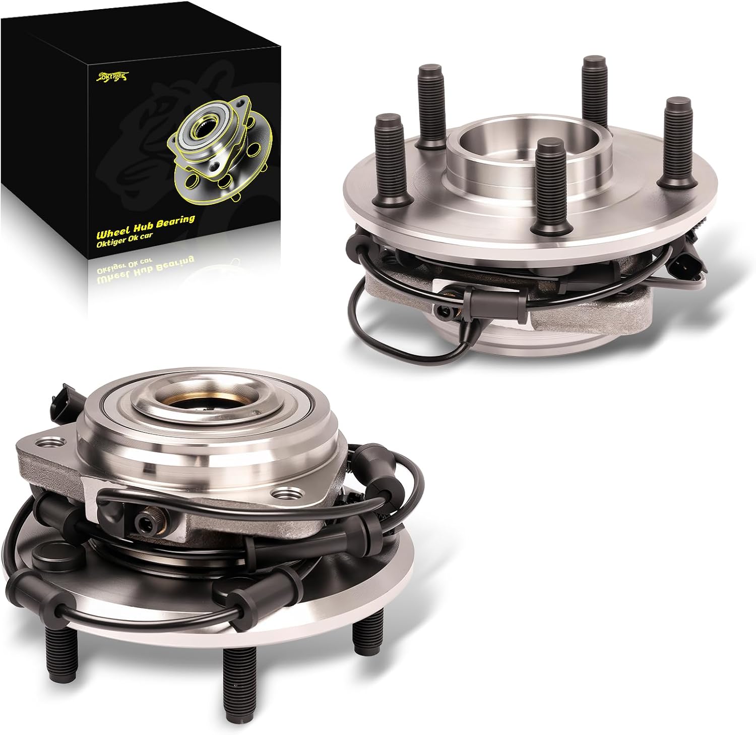 Oktiger 513369 Front Wheel Bearing Hub Assembly with ABS & 5-Lug Compatible with Jeep Wrangler 2011 2012 2013 2014 2015 2016 2017, Wrangler JK 2018, 3.6L 3.8L, Set of 2