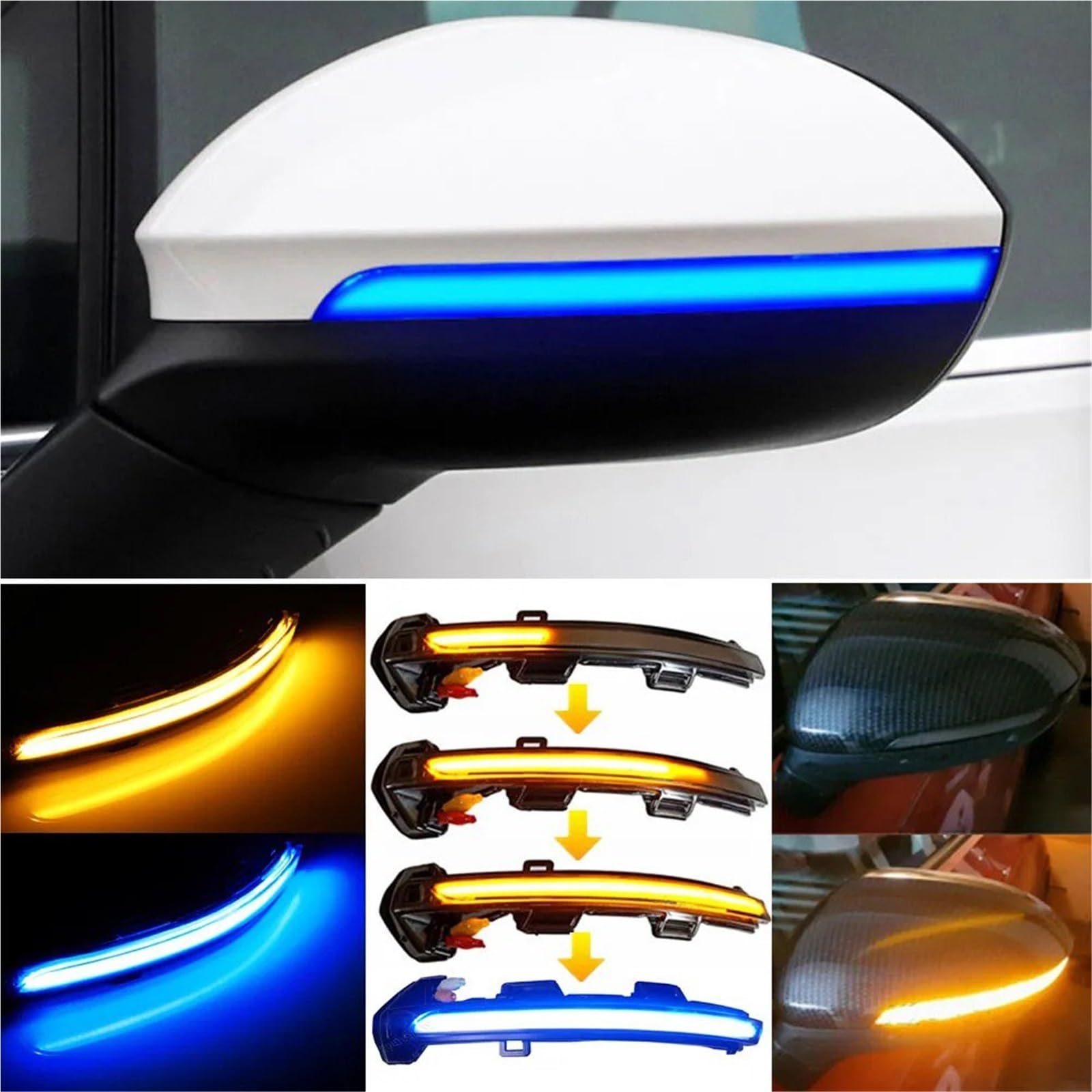 Clignotants Pour Rétroviseur Pour VW Pour Passat B8 2015-2020 Pour Arteon 2016-2017 Eau Qui Coule Dynamique Clignotant LED Indicateur De Rétroviseur Latéral Clignotant Séquentiel Indicateur rétroviseu
