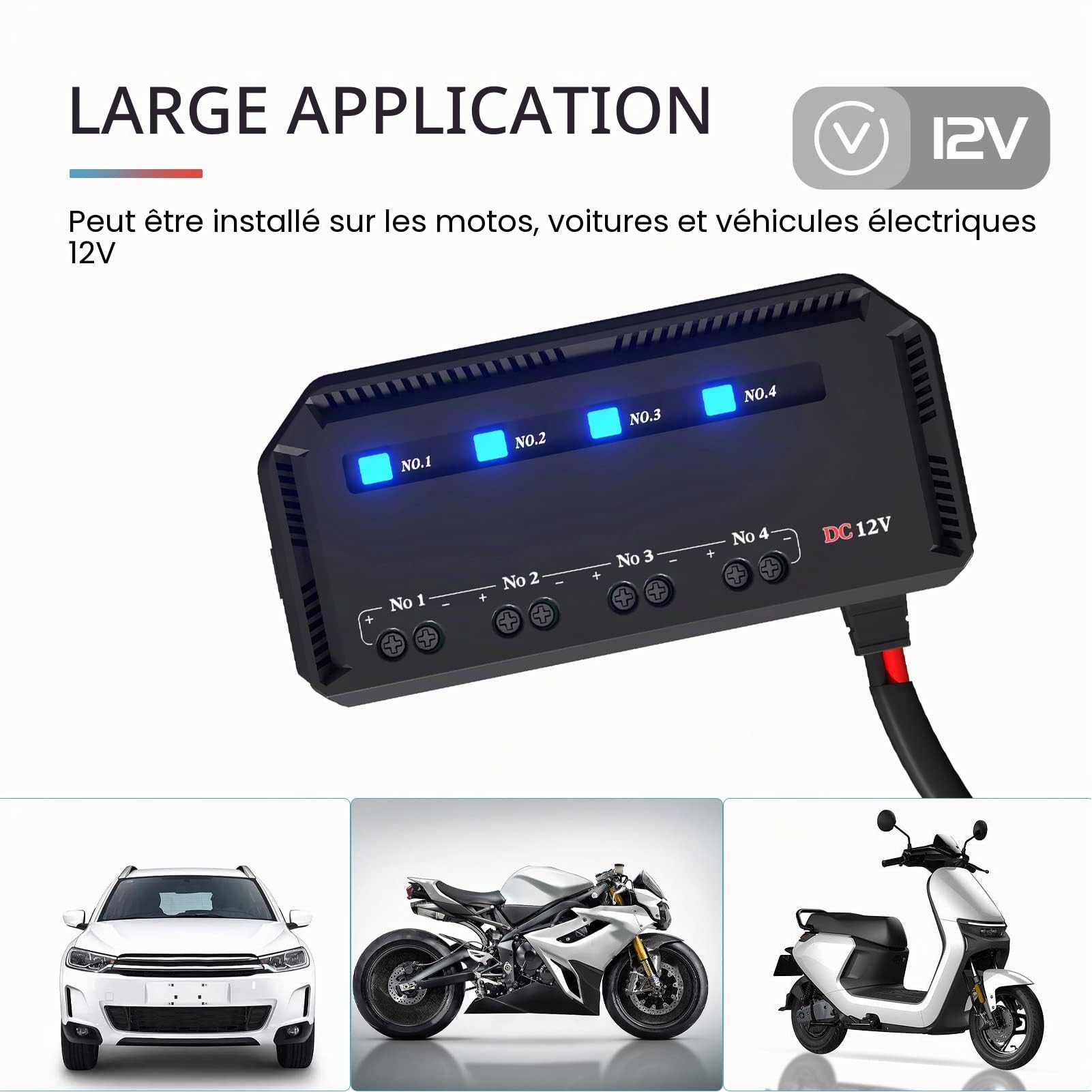 banapoy Boîte à Fusibles Et à Relais Universelle 12V 20A 4 Voies à Câblage Rapide avec Indicateur LED pour Moto, Voiture, Camion, Boîte à Fusibles de Remplacement pour L'automobile,