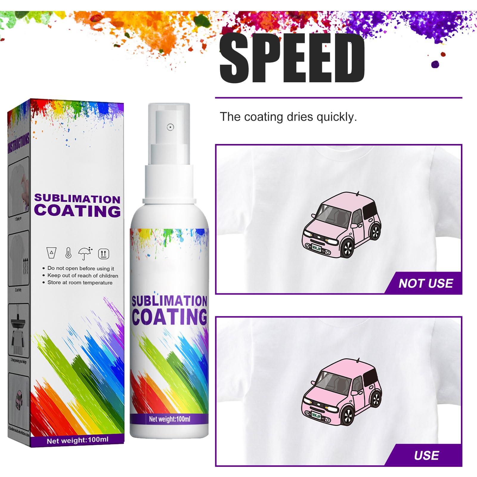 Spray per Sublimazione,Spray di Rivestimento a Sublimazione,Spray per Sublimazione Cotone,Spray per Rivestimento A Sublimazione,Spray a Sublimazione,100 ml