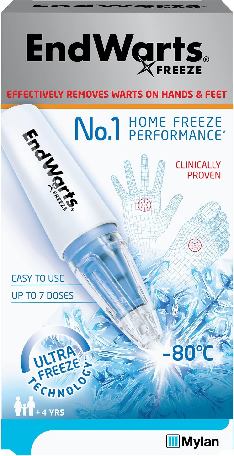 EndWarts Freeze - a Skin Wart and Verruca Removal Solution – Based on Cryotherapy - up to 7 doses, 7.5g