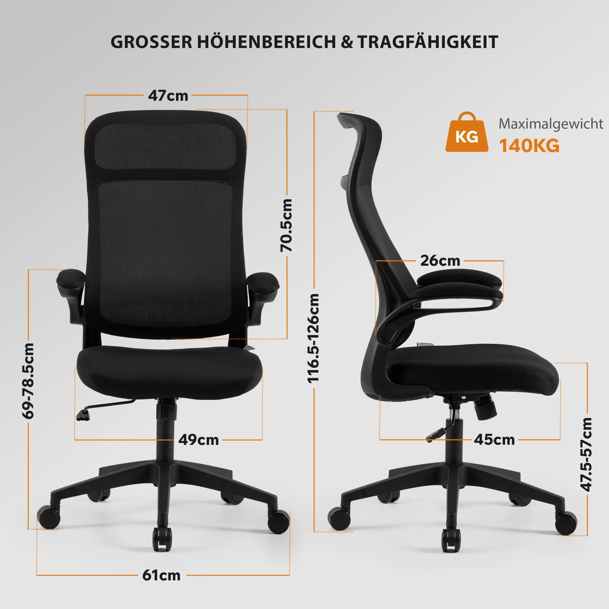 SENSE7 ergonomischer Bürostuhl höhenverstellbar Netzrückenlehne Schwarz