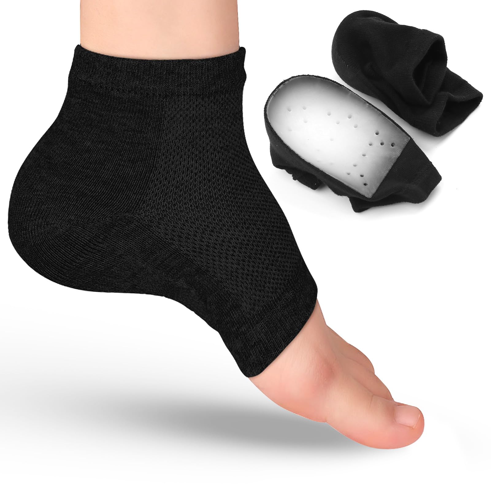 Height Increase Insoles, 3.5cm Heel Lift Sock Height Max Socks Height Boost Sock Height Booster Socks Height Increase Socks Invisible Height in Crease Socks That Make You Taller for Women Man - Black