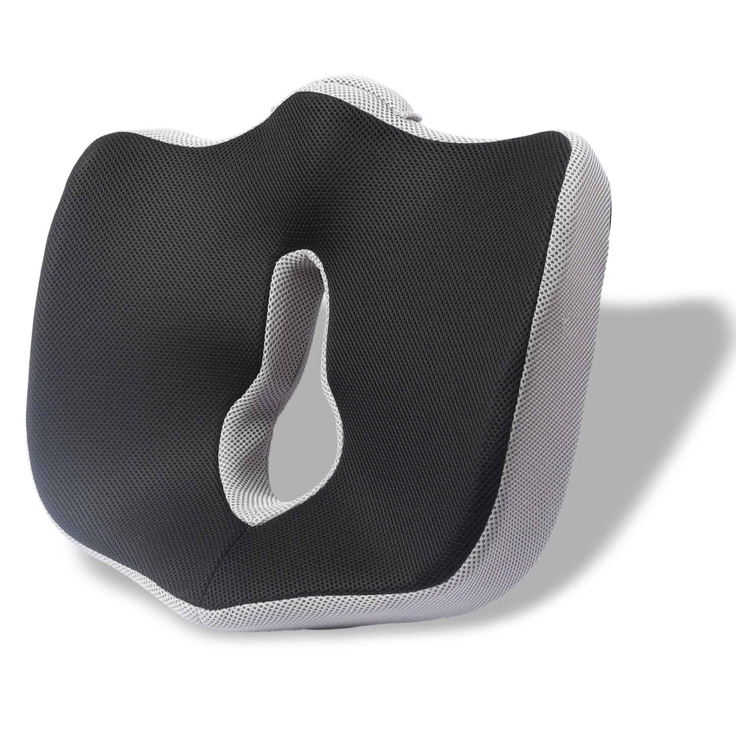 Grin Health Orthopedic Firm Memory Foam Coccyx Plus Seat Cushion for Tailbone, Sciatica, Lower Back Ergonomic Cushion for Sitting Office Chair Home Car Seat (Upto 90kg Wt, Black/Grey) (B0BNXVTYYG) Amazon Price History, Amazon Price Tracker