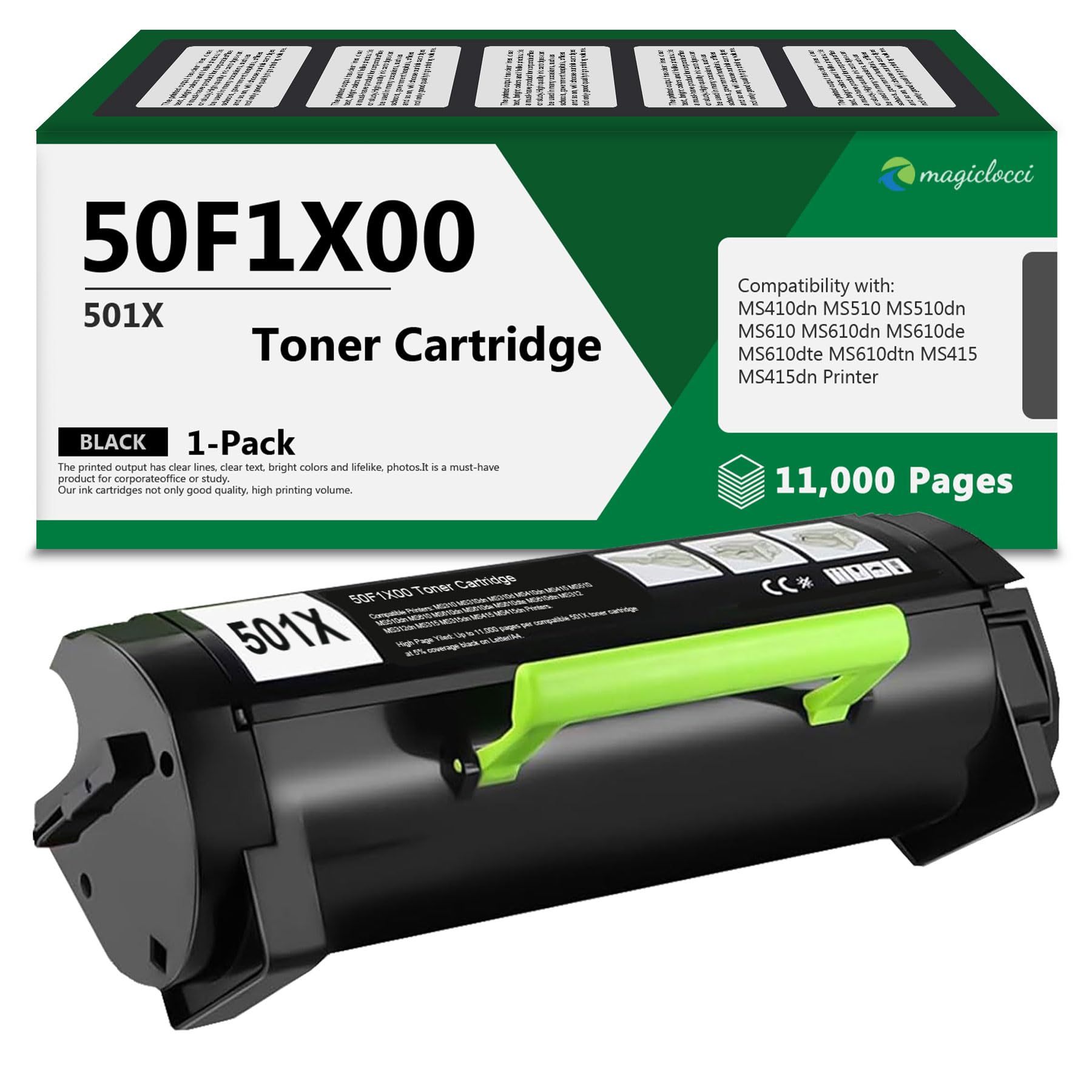 501X 50F1X00 Extra High Yield Toner Cartridge [11,000 Pages] Compatible for 501XE 50F1X0E Toner Cartridge Replacement for Lexmark 50F1X00 Toner