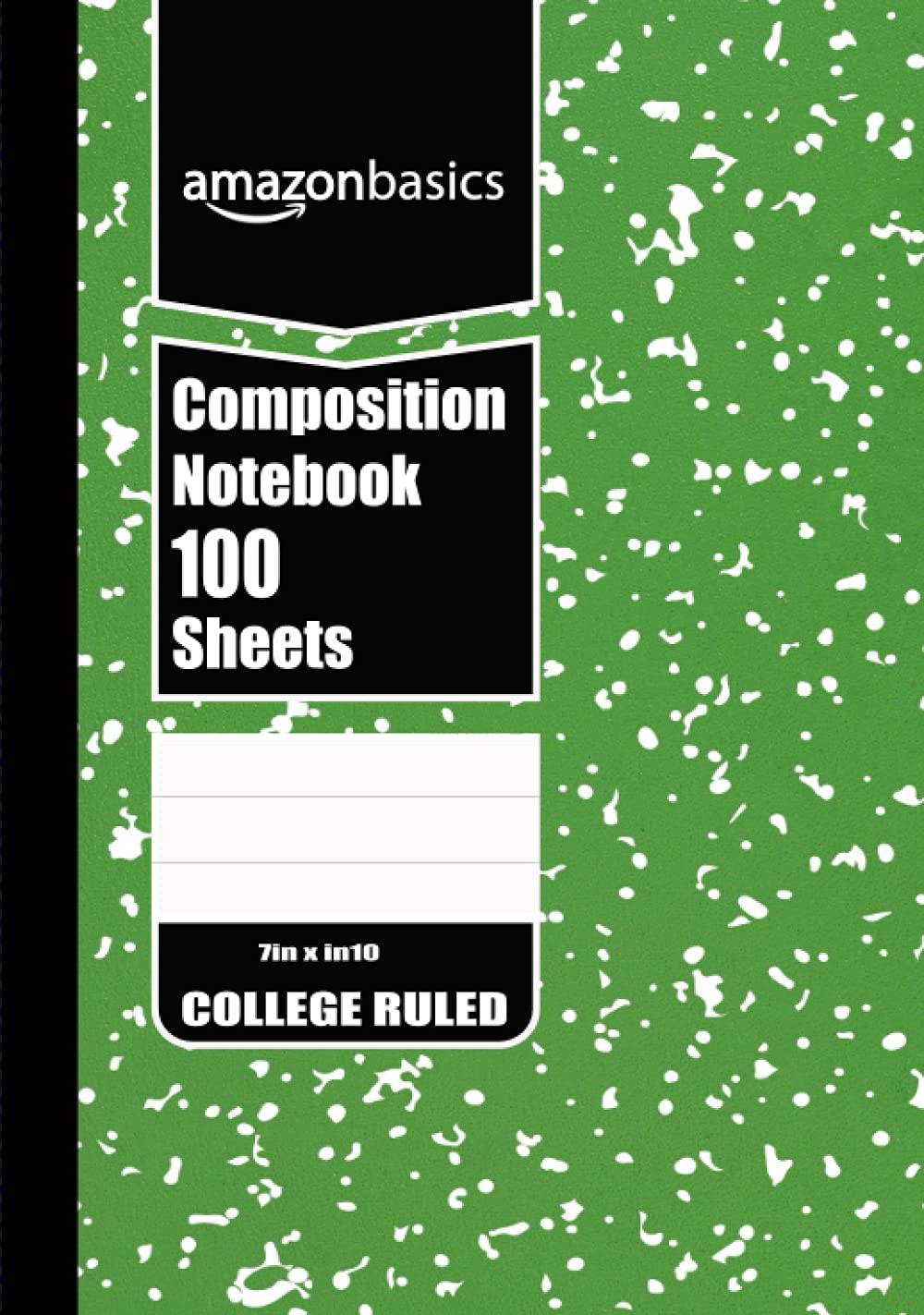 Amazon Basics College Ruled Composition Notebook, 100 Sheets|Assorted green Marble Color Cover.
