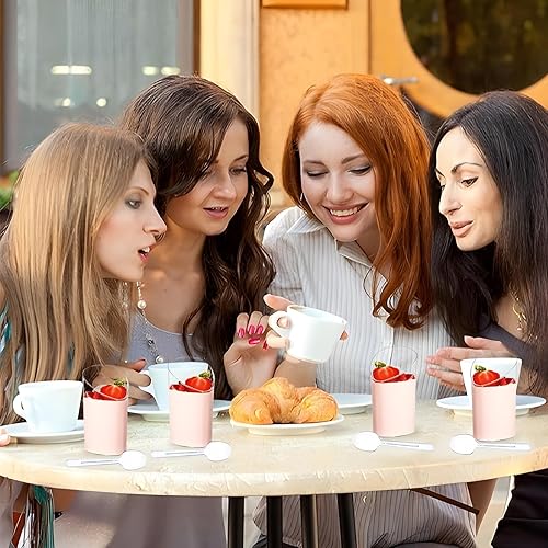 Miniatura 7 de Paquete de 50 mini tazas de postre de 2.7 onzas con cucharas, tazas pequeñas de plástico para postre de parfait transparente, tazas redondas
