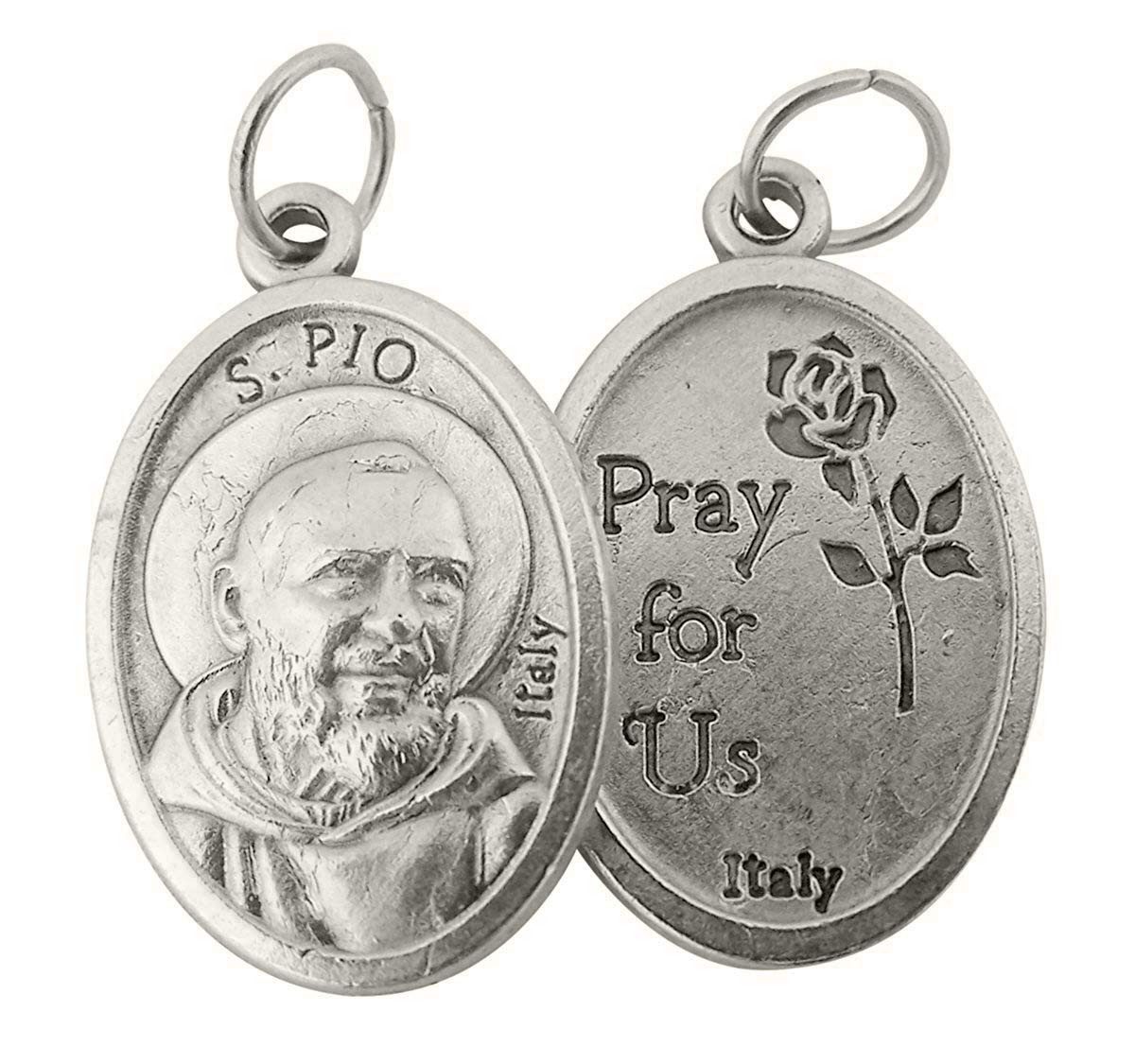 Catholic Patron Saint Medals Silver Toned Base, 1 Inch, Set of 2, Silver — view 3