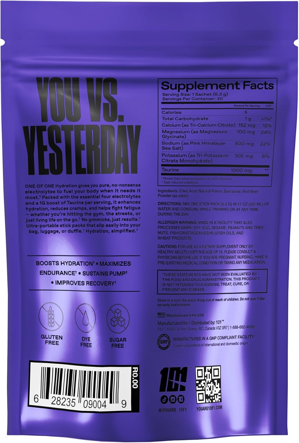ONE of ONE Hydration Electrolyte Powder – Fast-Acting Hydration with Science-Backed Electrolytes, Essential Minerals & Vitamins – Zero Sugar, Vegan, Gluten-Free – Watermelon Flavor, 30 Servings