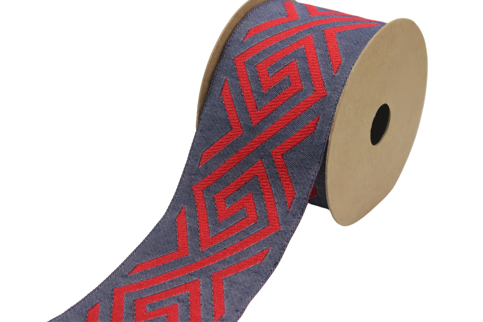 Ruban jacquard brodé géométrique rouge 3,8 m galon rideaux et draperies V5 174