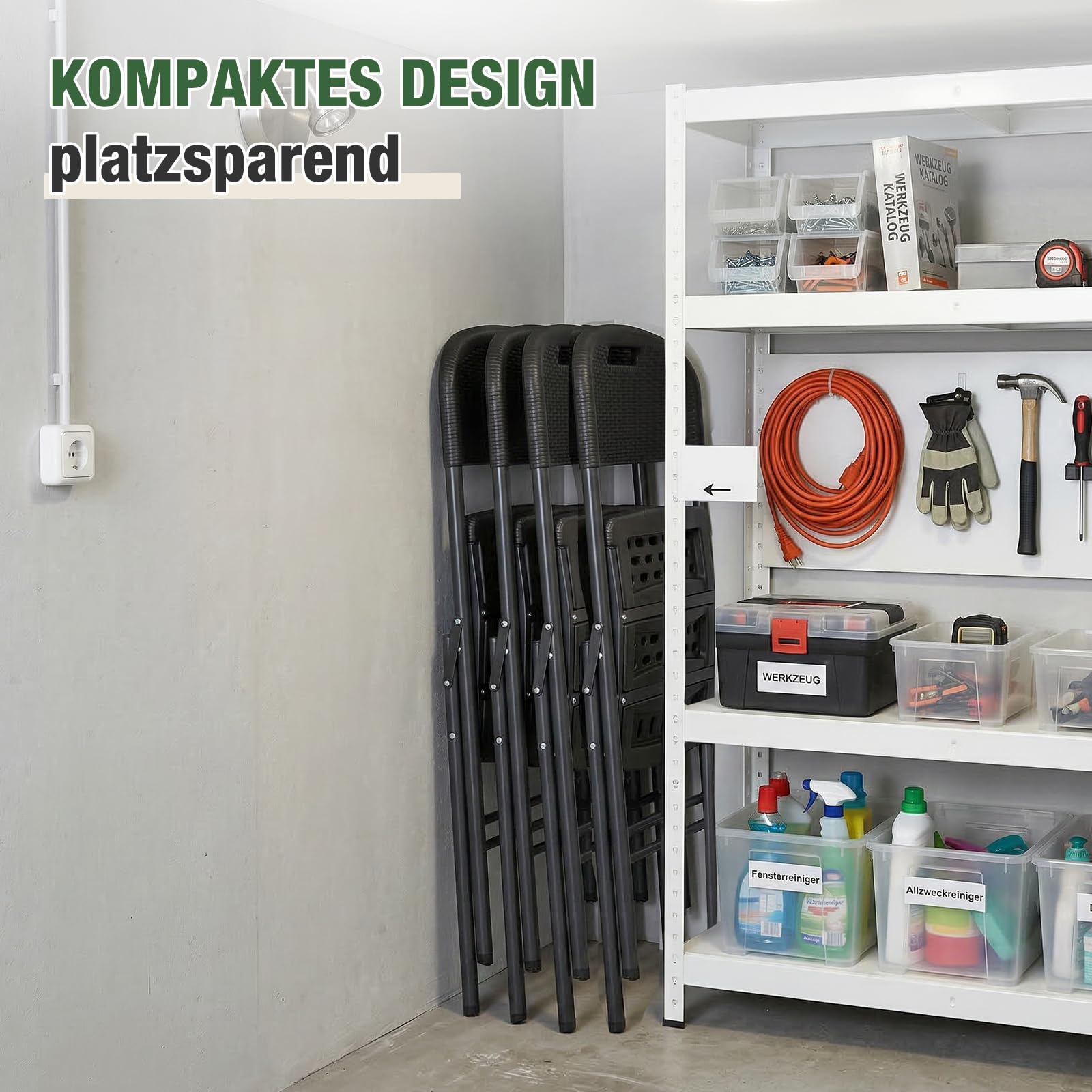Sekey Klappstuhl 2er Set, Gartenstuhl Klappbar bis 150KG, Campingstuhl Wasserdicht aus Metall & Kunststoff, Schwarz