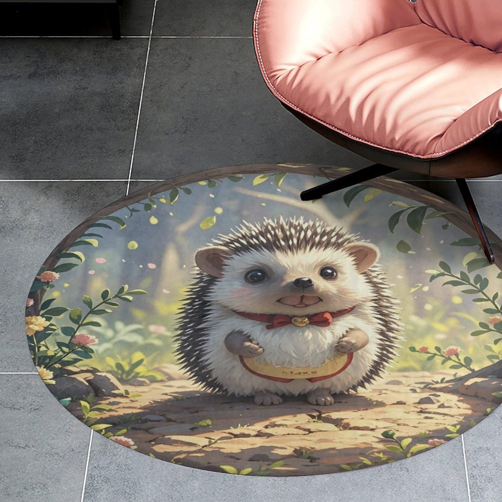Tapis circulaire salle de bain et petit tapis de sol de 80cm
