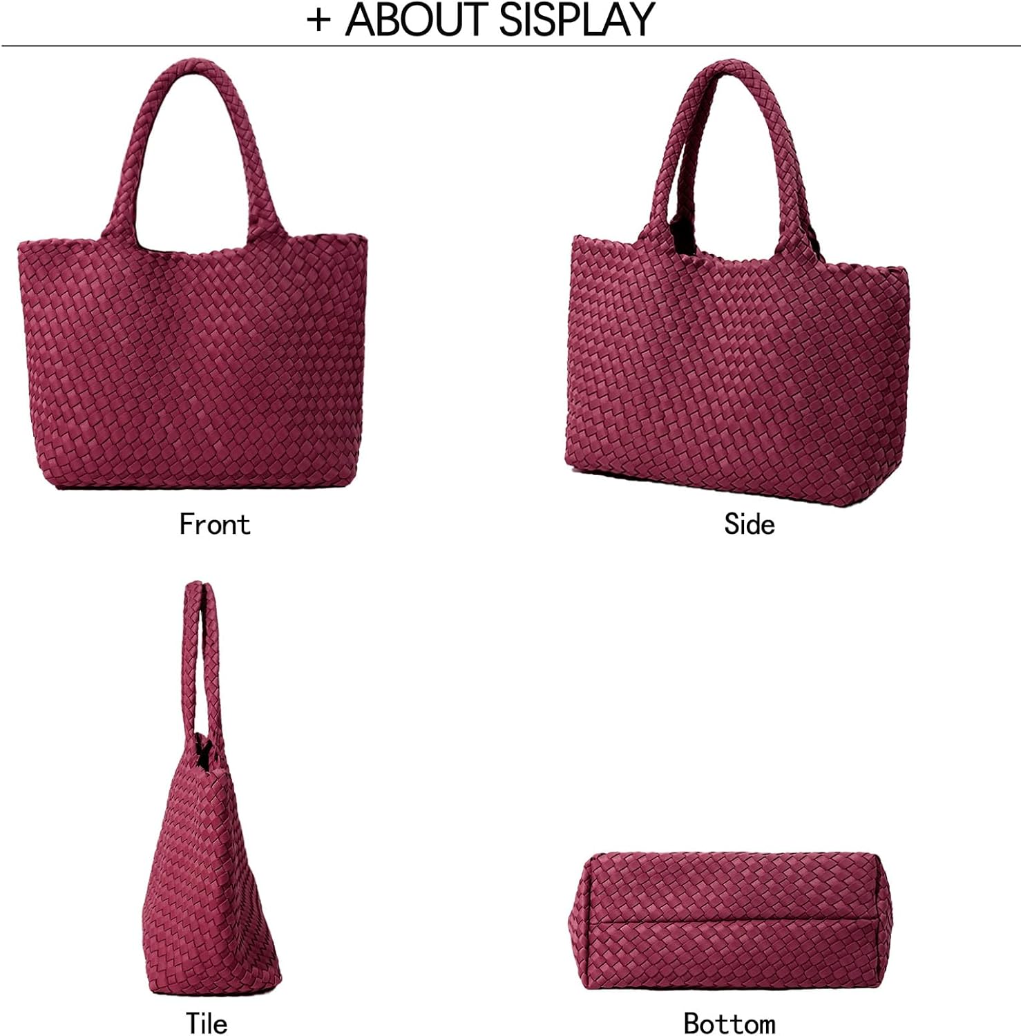 JINMANXUE Woven Tote Bag for Women, Hand Woven Shoulder Bags with Small Handmade Purse, Large Braided Top Handle Handbag - Image 4