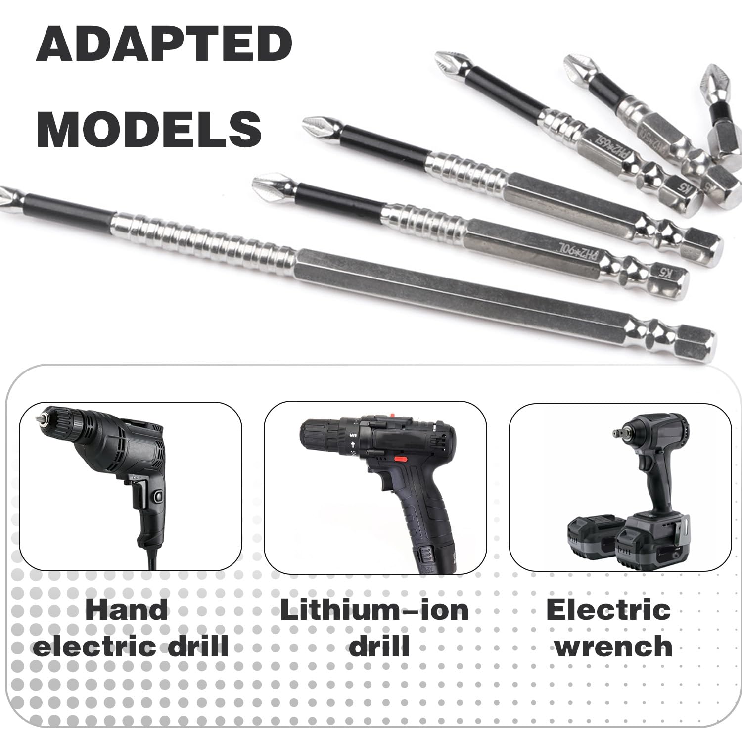 High Magnetic Screwdriver Drill Bit Set Electric Screwdriver Bits PH2 Impact Driver Bits Drill and Screwdriver Bit Set Anti-Slip Compatible with Electric Drills in 6 Sizes 25L 50L 60L 75L 90L 150L - Image 2