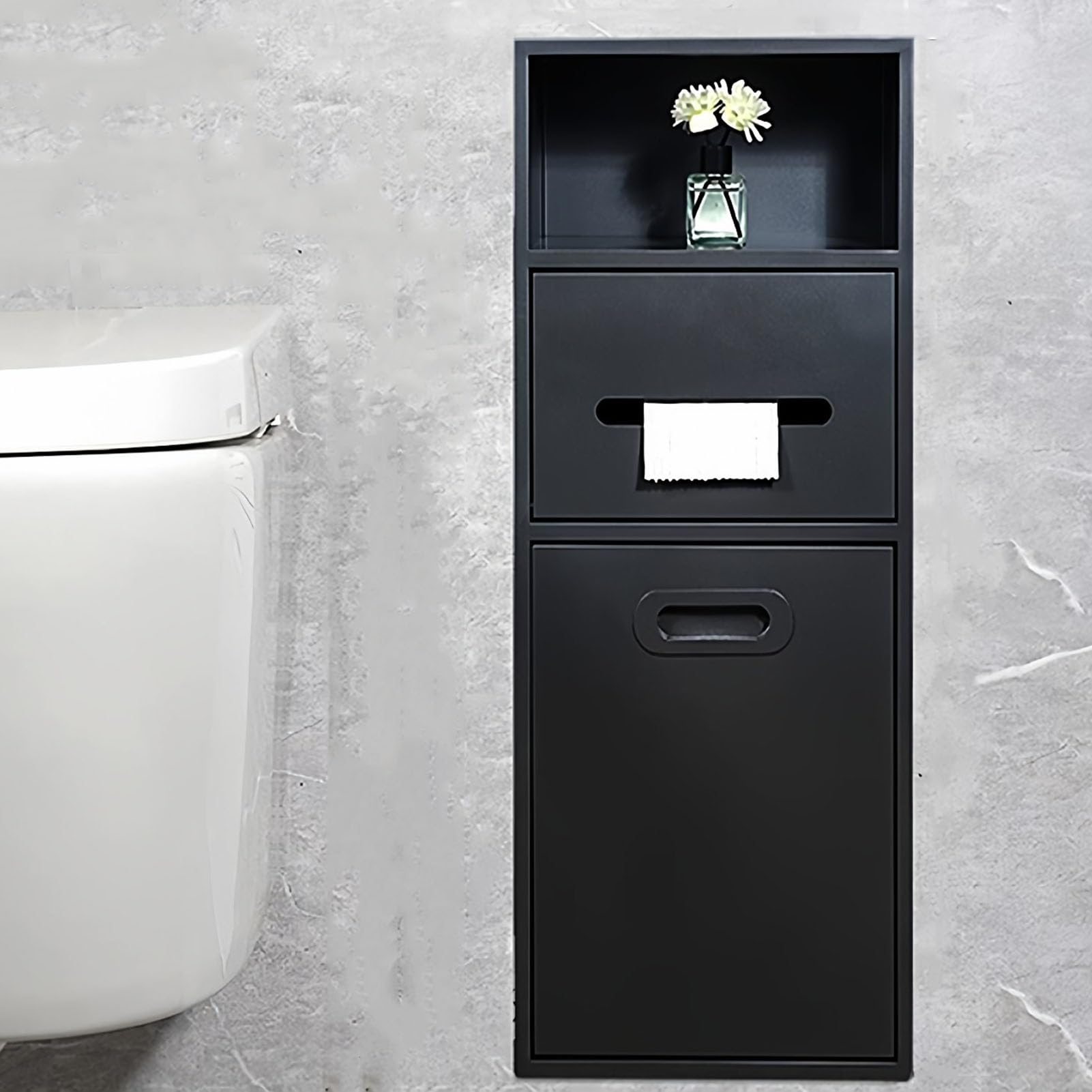 Estante de ducha de esquina de acero inoxidable con cubo de basura integrado, organizador impermeable montado en la pared para baño, cocina y hotel