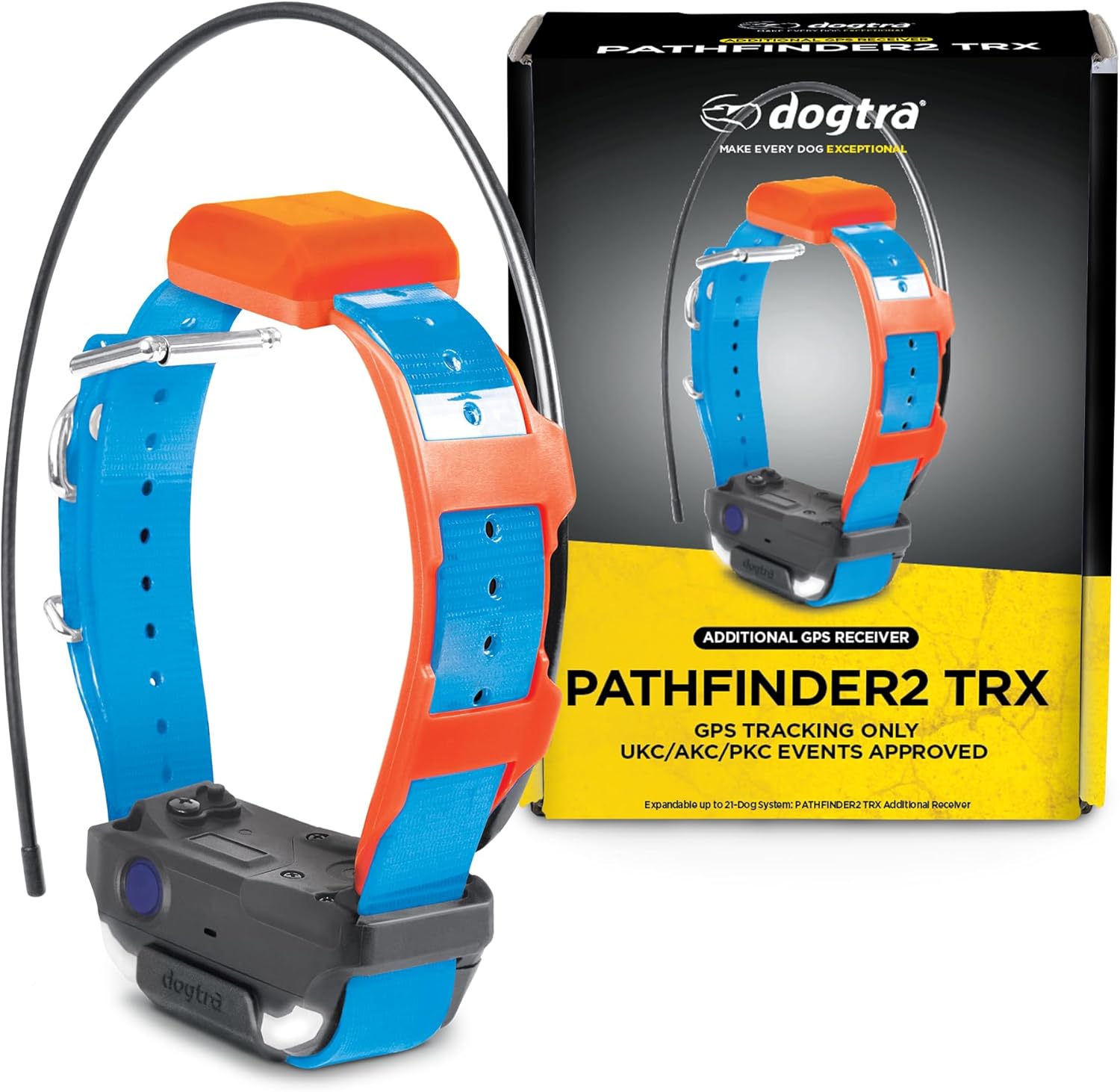 Dogtra Pathfinder 2 TRX Additional Receiver Only Dog GPS Tracker LED Light Blue Collar SmartWatch Compatible Rechargeable Waterproof Free Offline Maps No Monthly Subscription Fee Smartphone Required