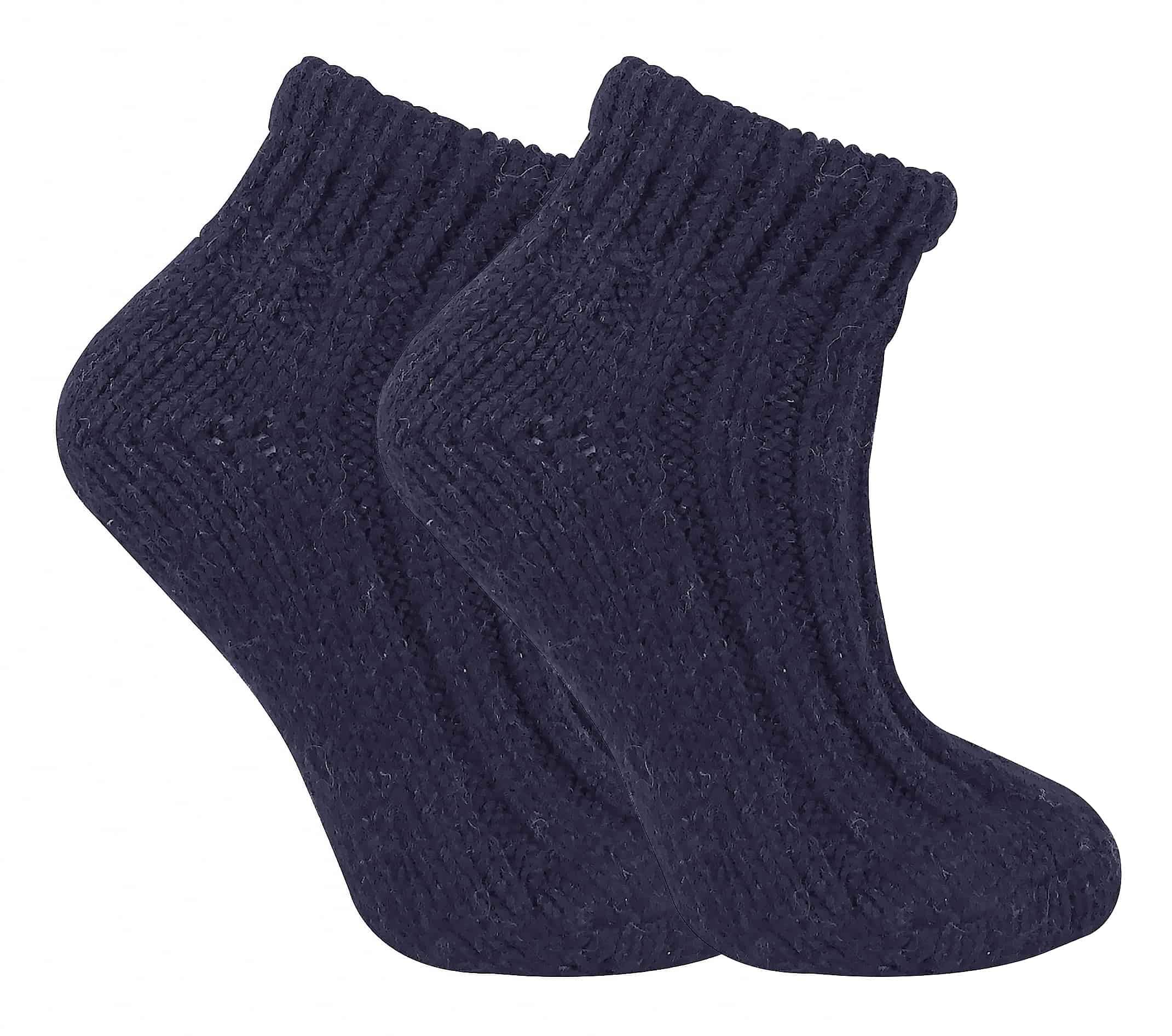 Sock Snob Women's 04 Navy - Chunky Knit Winter Warm Ribbed Low Cut Wool Blend Ankle Boot Socks (4-8 Uk, )